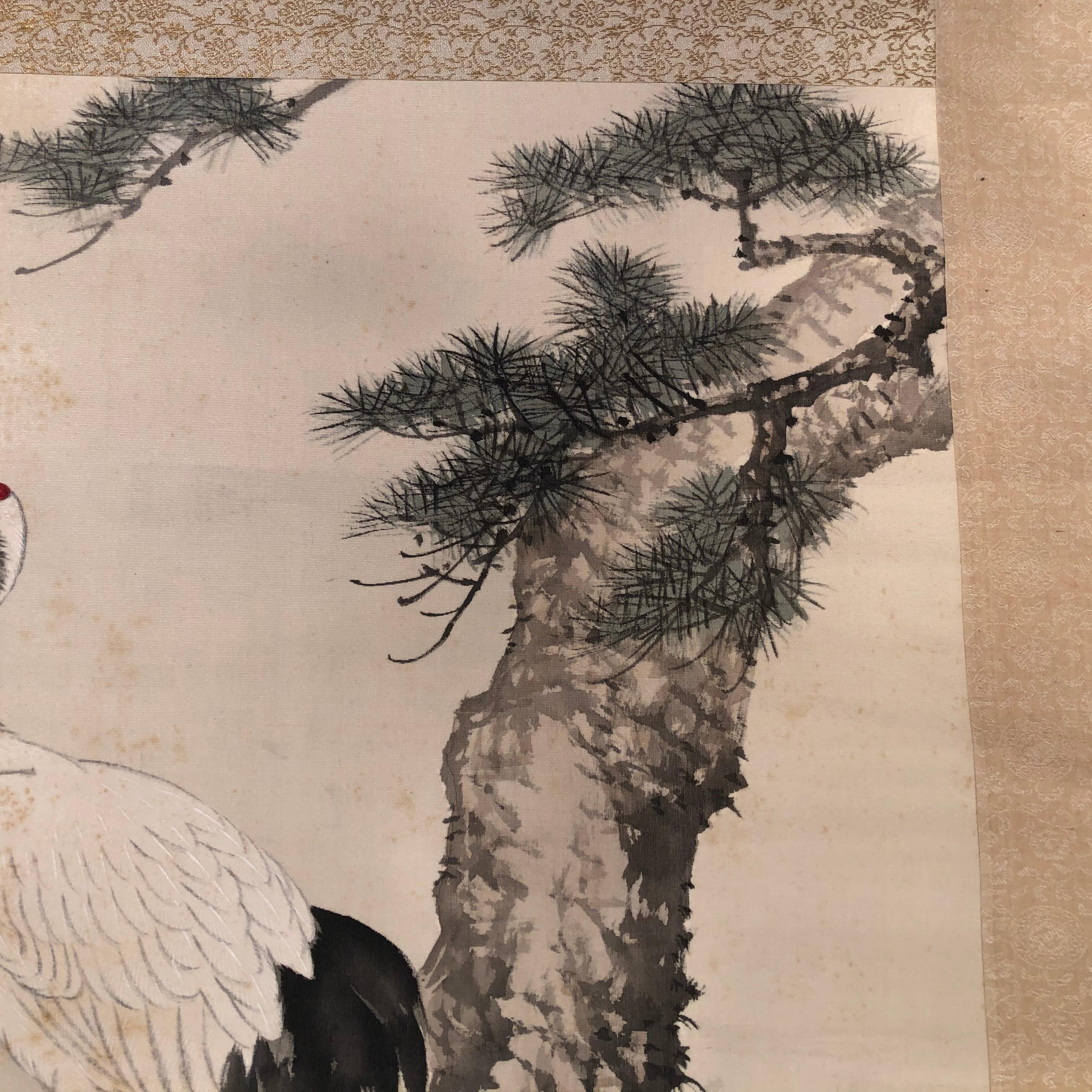 Japanese Antique Hand Painted Silk Scroll 