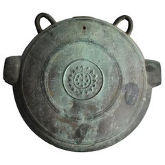 Cloche de temple japonaise ancienne en bronze coulé à la main / Période Edo 1822 / Cloche suspendue