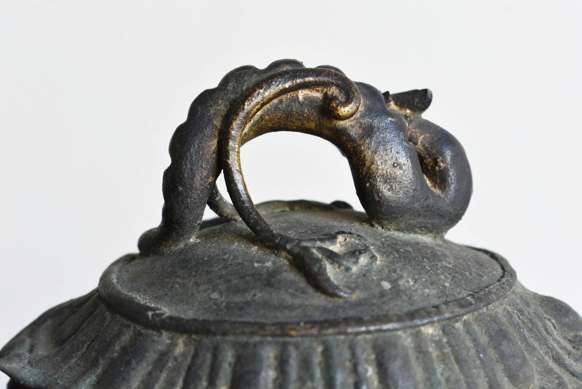 18th Century Chinese Antique Hanging Bell Made of Bronze with Dragon and Sanskrit Decoration