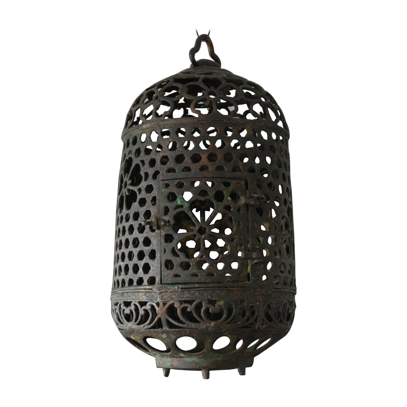 Japanese Antique Hanging Lantern/Casting Brass with Cherry Blossom