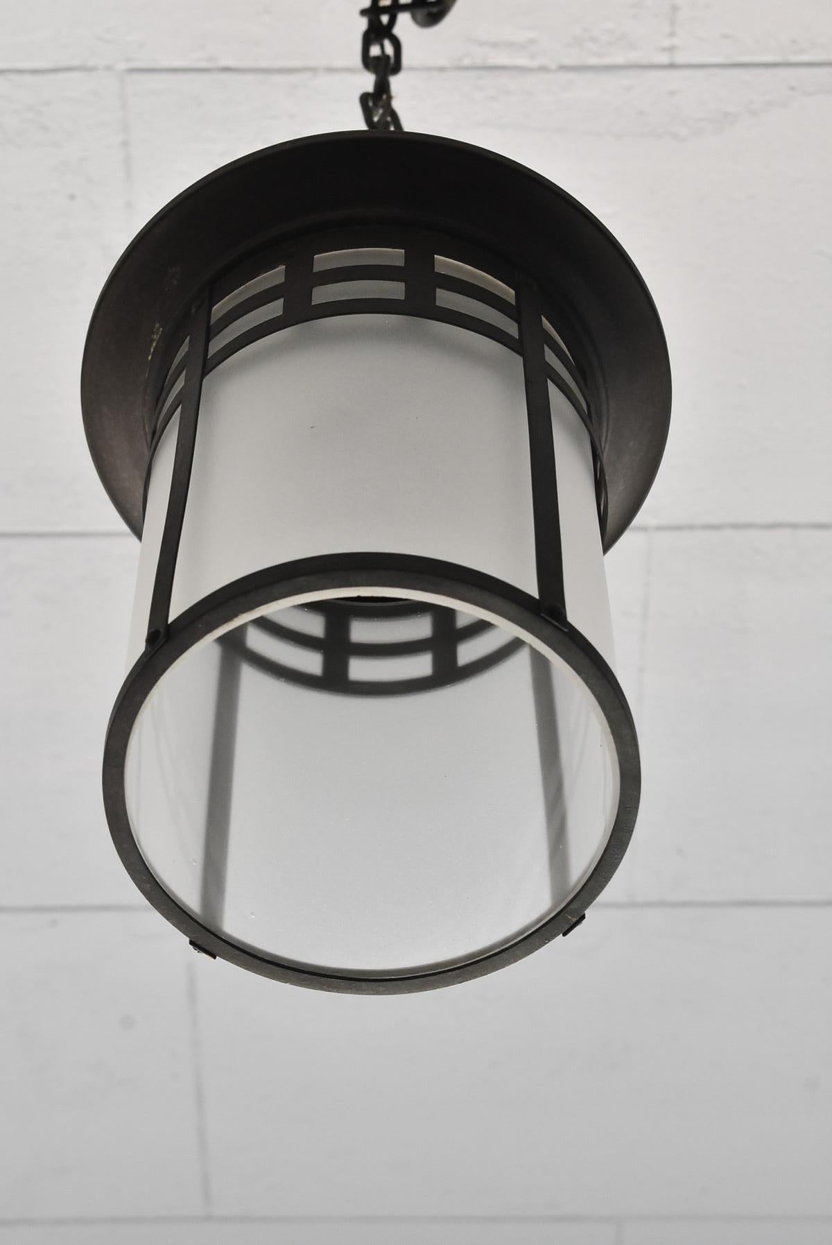 19th Century Japanese Antique Hanging Lantern Type Glass Pendant Light / Ceiling Lighting