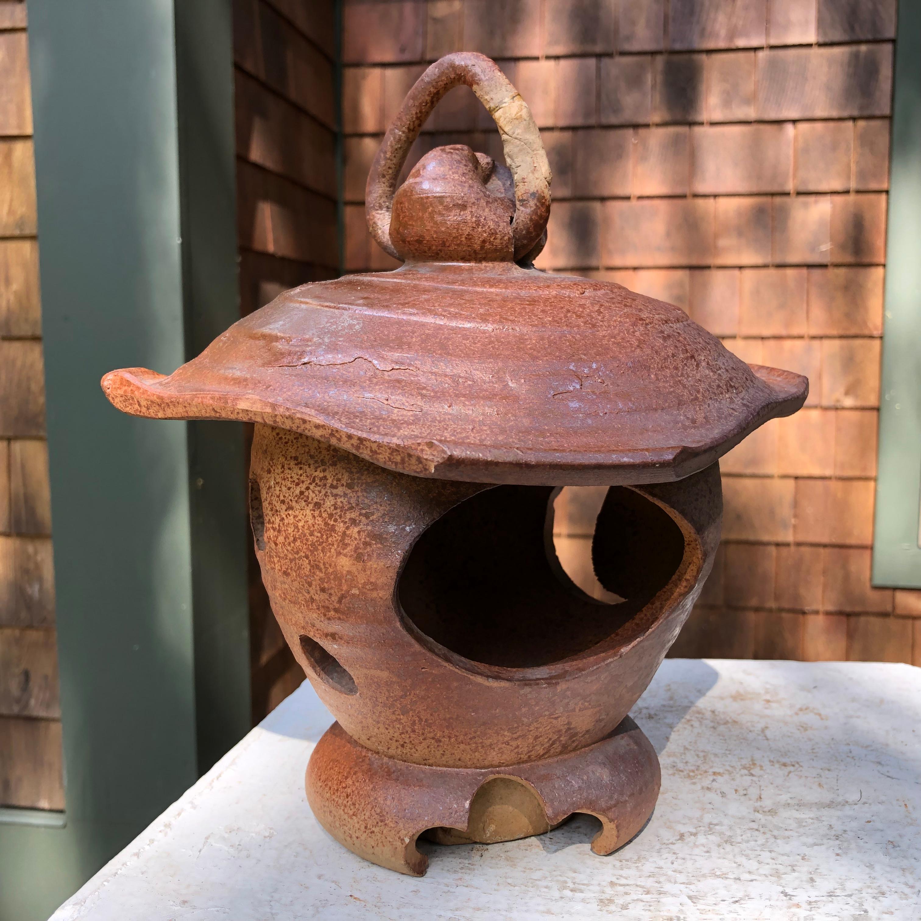 Glazed Japanese Old Hanging Lantern, One-of-a-Kind 