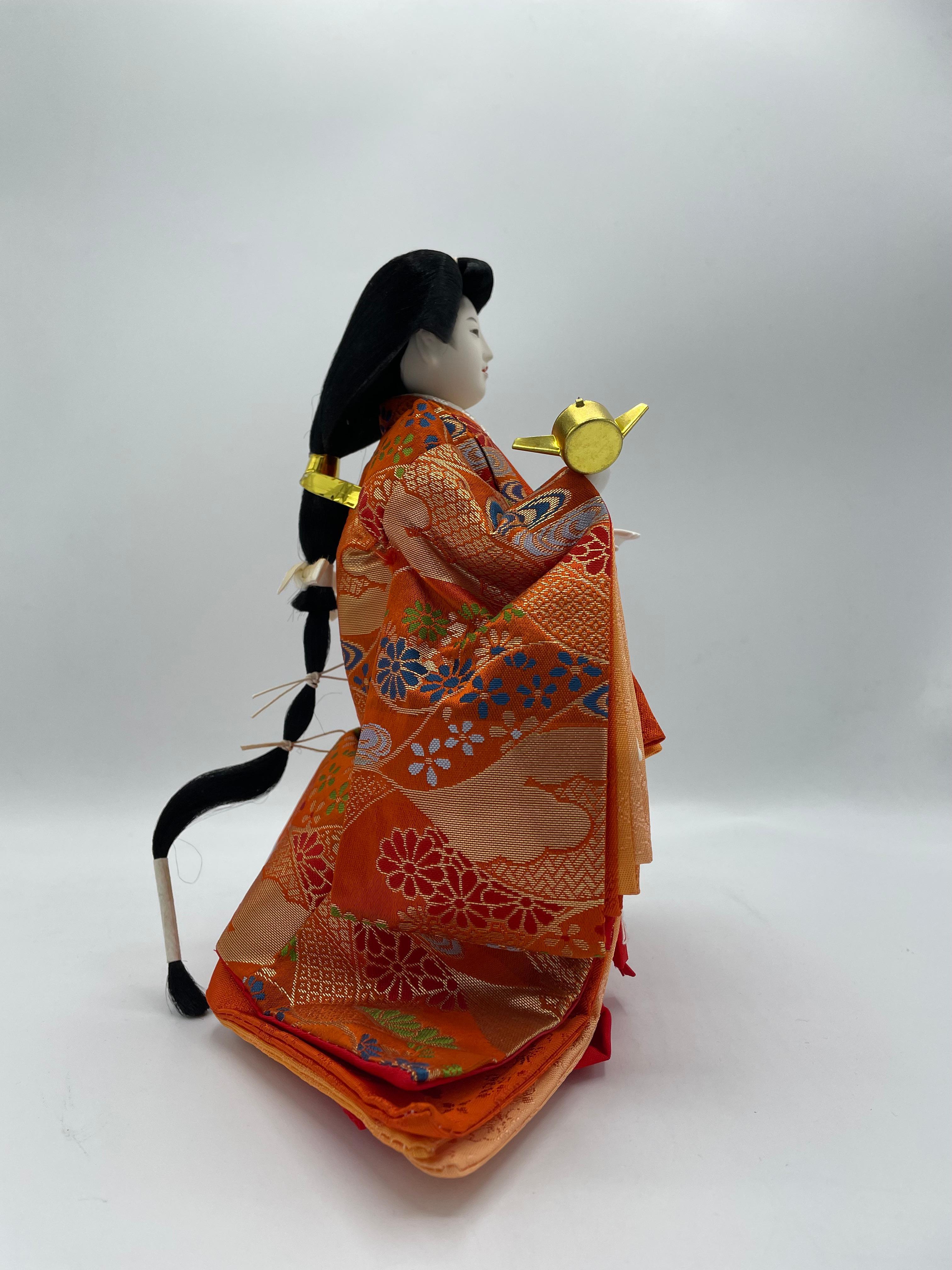 20th Century Japanese Antique Hinamatsuri Doll 'Sannin Kanjo' Nagae no choshi 1980s For Sale