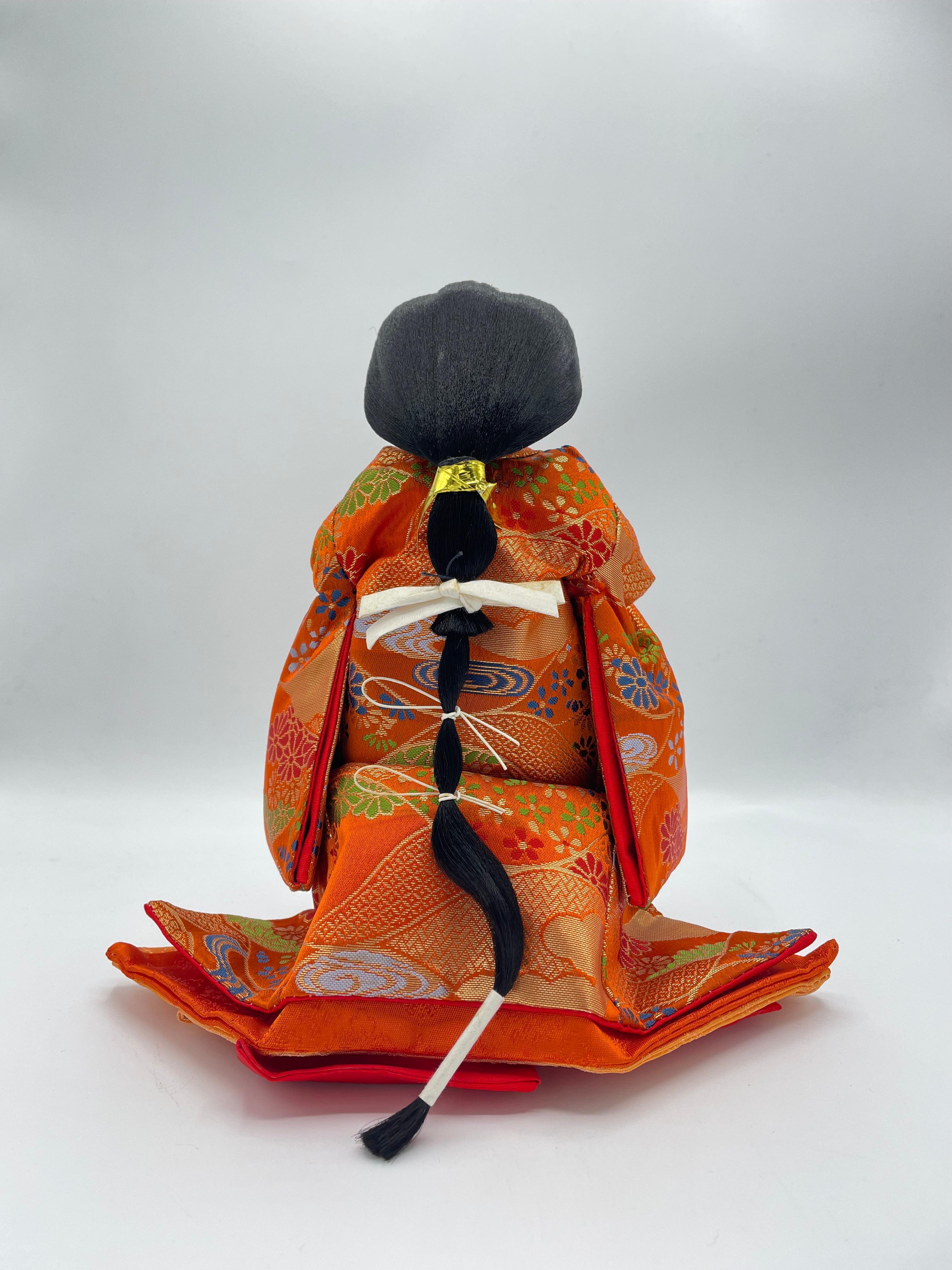 Metal Japanese Antique Hinamatsuri Doll 'Sannin Kanjo' Nagae no choshi 1980s For Sale
