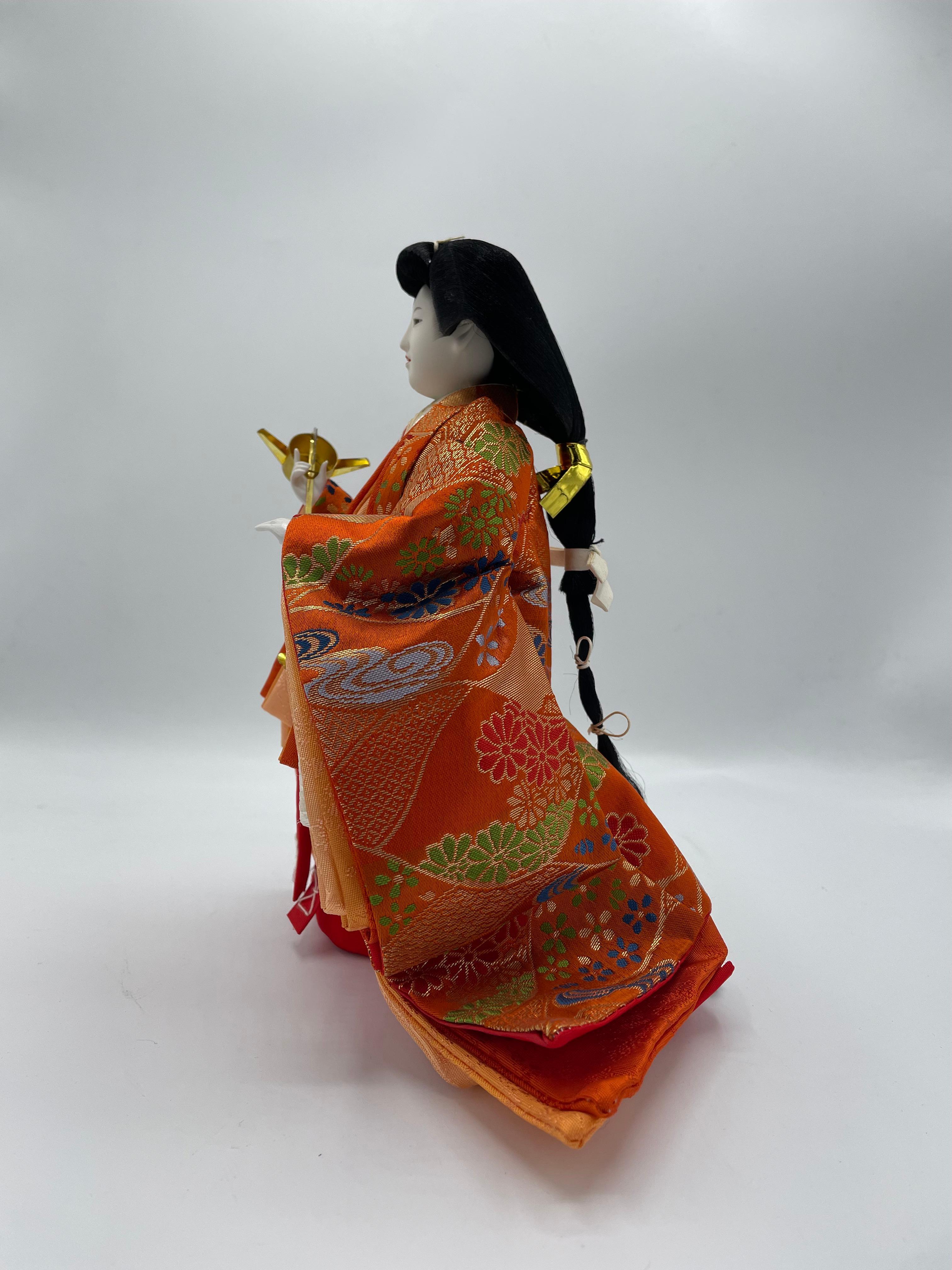 Antike japanische Hinamatsuri-Puppe „Sannin Kanjo“ Nagae no choshi, Nagae no choshi, 1980er Jahre (Metall) im Angebot