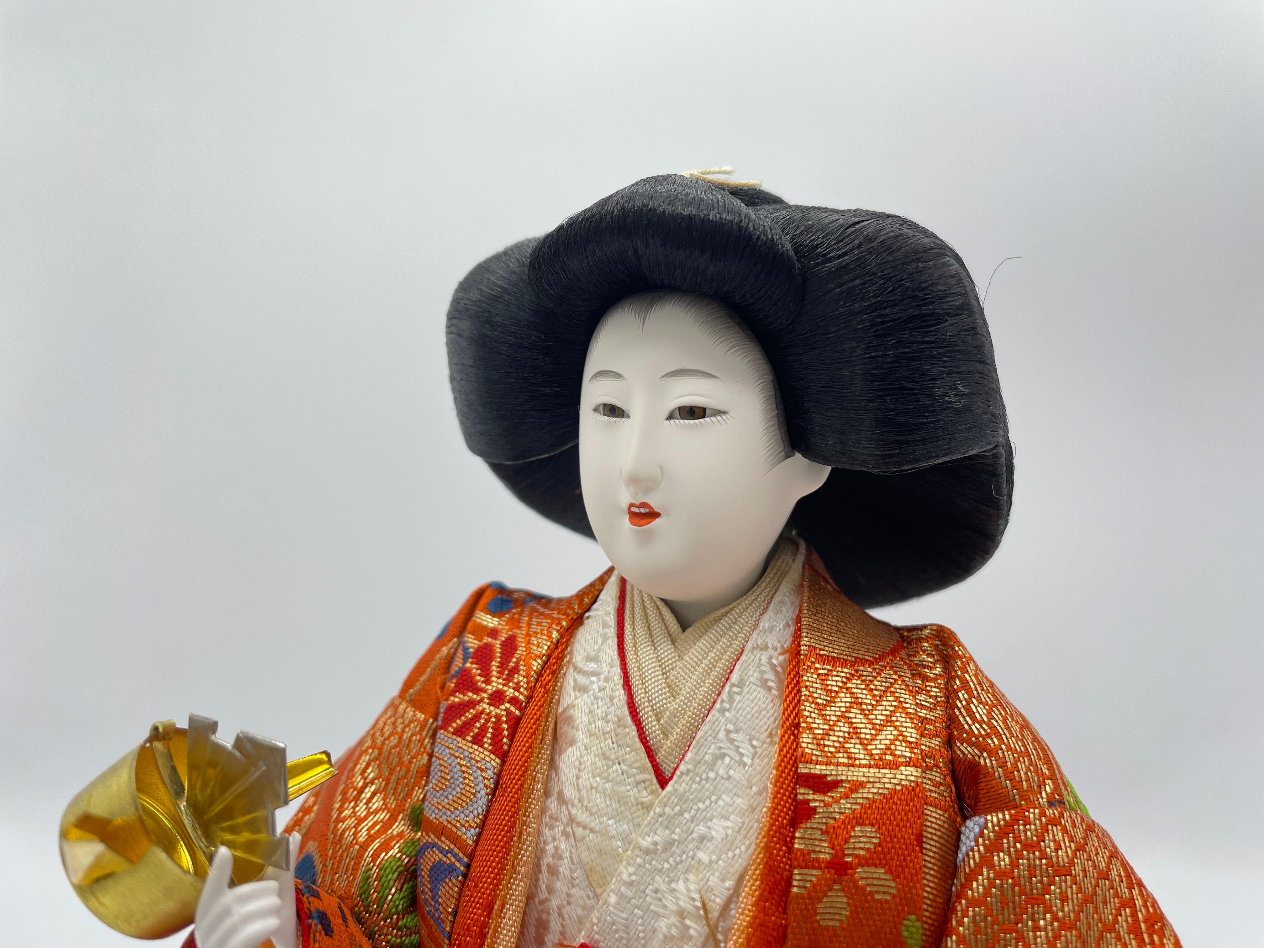 Japanese Antique Hinamatsuri Doll 'Sannin Kanjo' Nagae no choshi 1980s For Sale 2