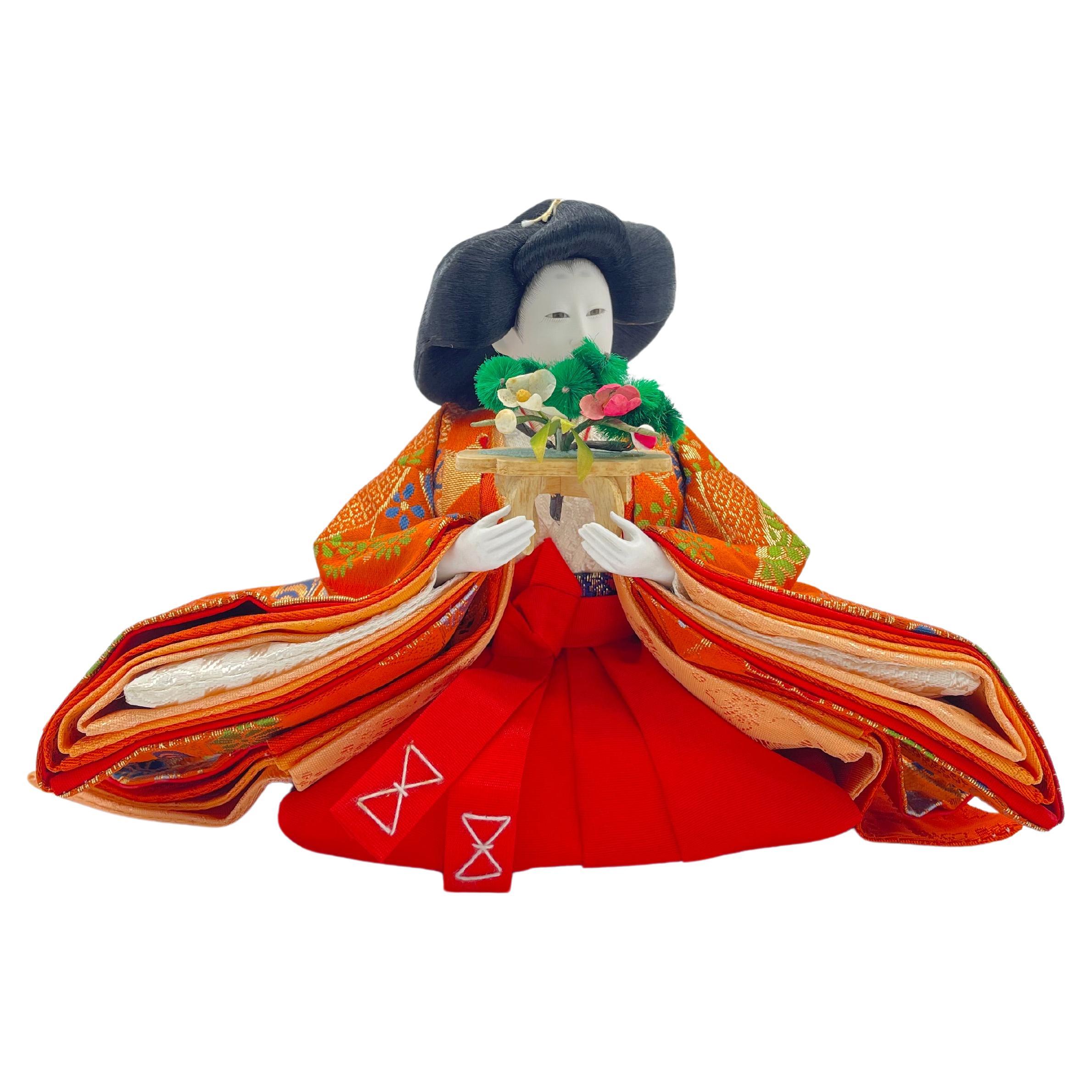 Japanese Antique Hinamatsuri Doll 'Sannin Kanjo' Sanpo 1980s For Sale