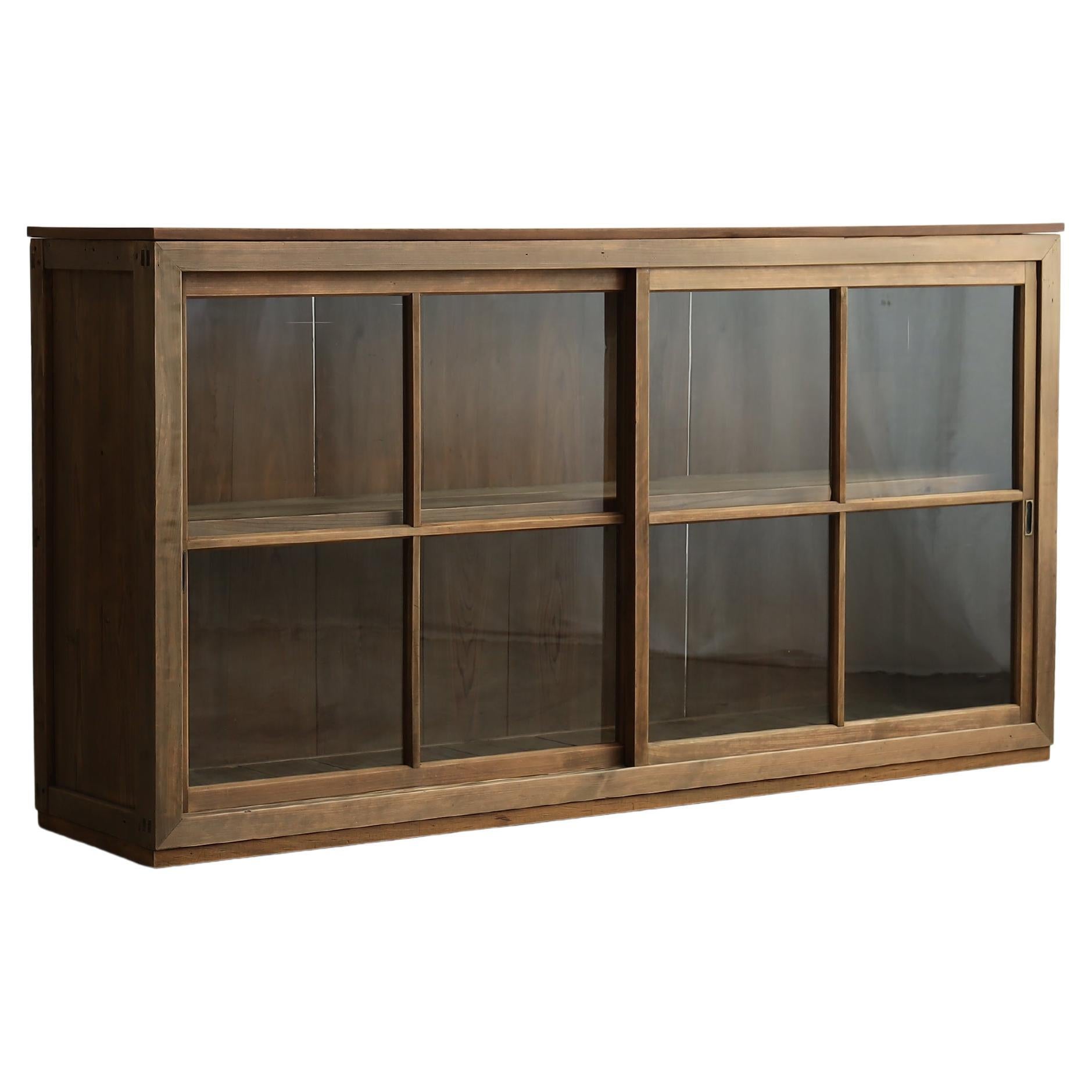 Japanese Antique Hinoki wood sliding door cabinet , Wabi Sabi, Japandi