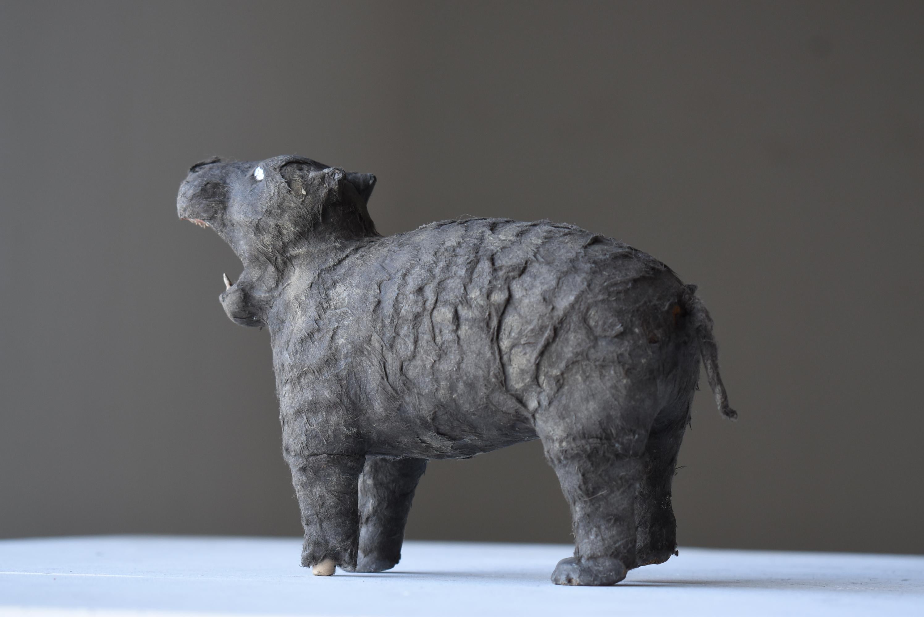 Showa Japanese Antique Hippopotamus 1940s-1960s / Animal Figurine Object Wabi Sabi For Sale