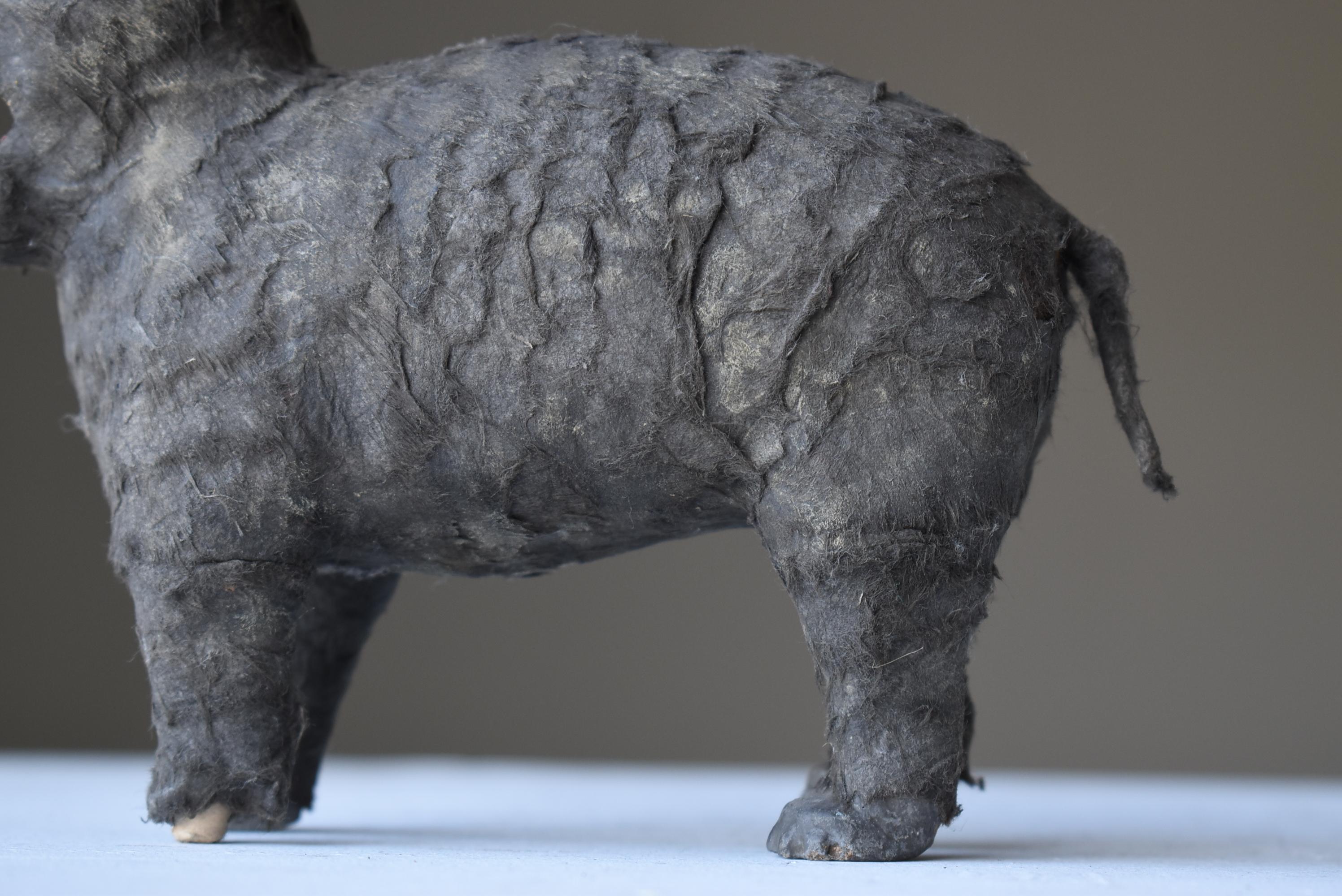 Mid-20th Century Japanese Antique Hippopotamus 1940s-1960s / Animal Figurine Object Wabi Sabi For Sale