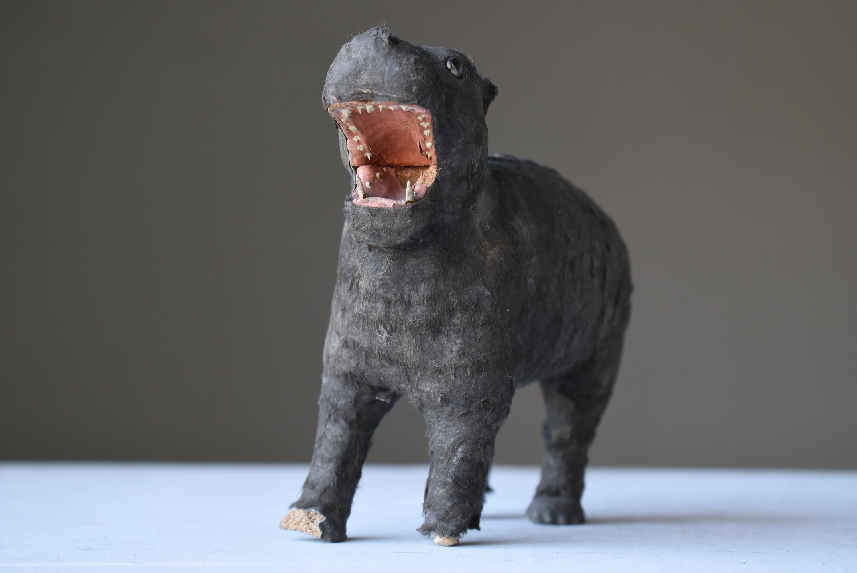 Paper Japanese Antique Hippopotamus 1940s-1960s / Animal Figurine Object Wabi Sabi For Sale