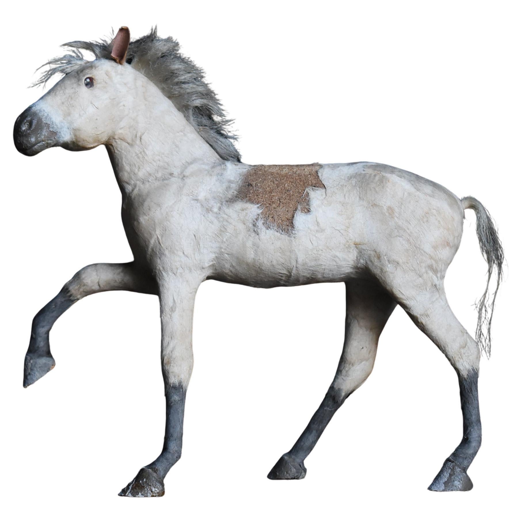 Japanese Antique Horse Figurine 1900s-1940s / Sculpture Object Wabi Sabi