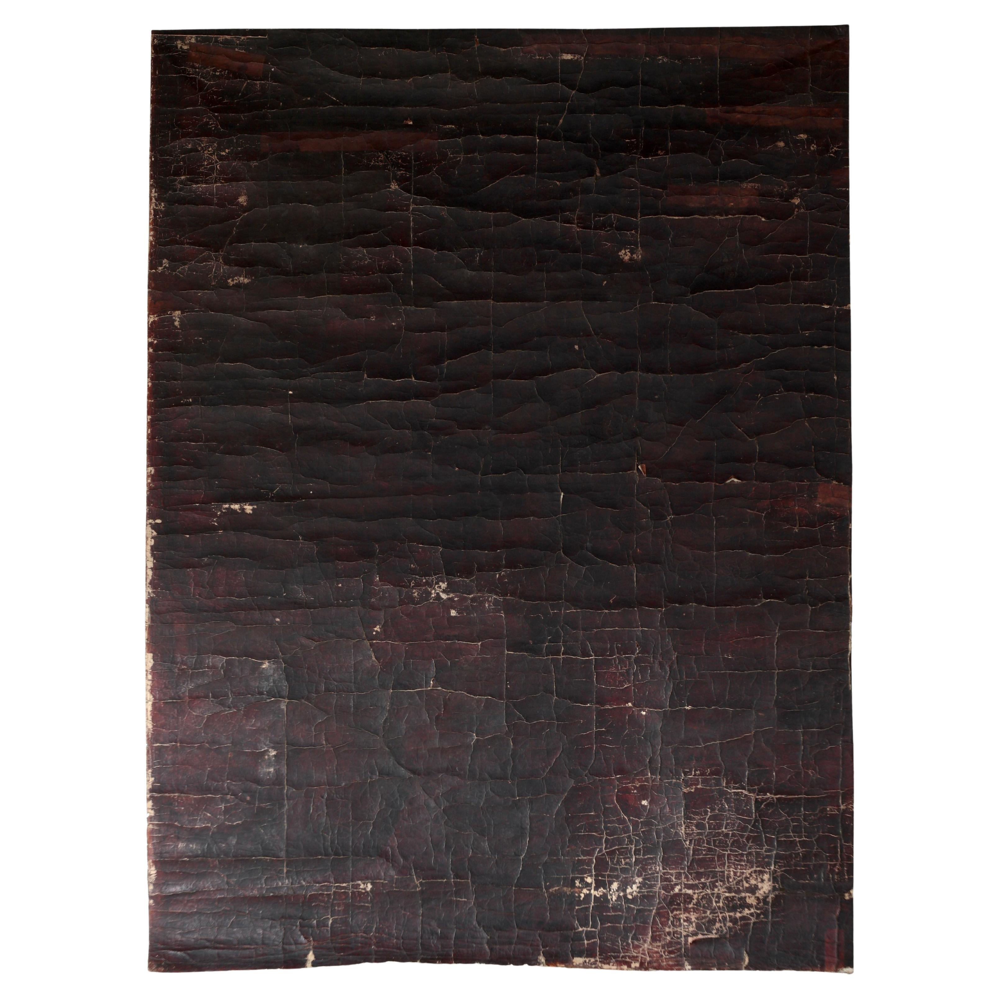 Japanese Antique Huge Black Paper Boro / Wall Decoration / 1868-1912s /Wabi-sabi