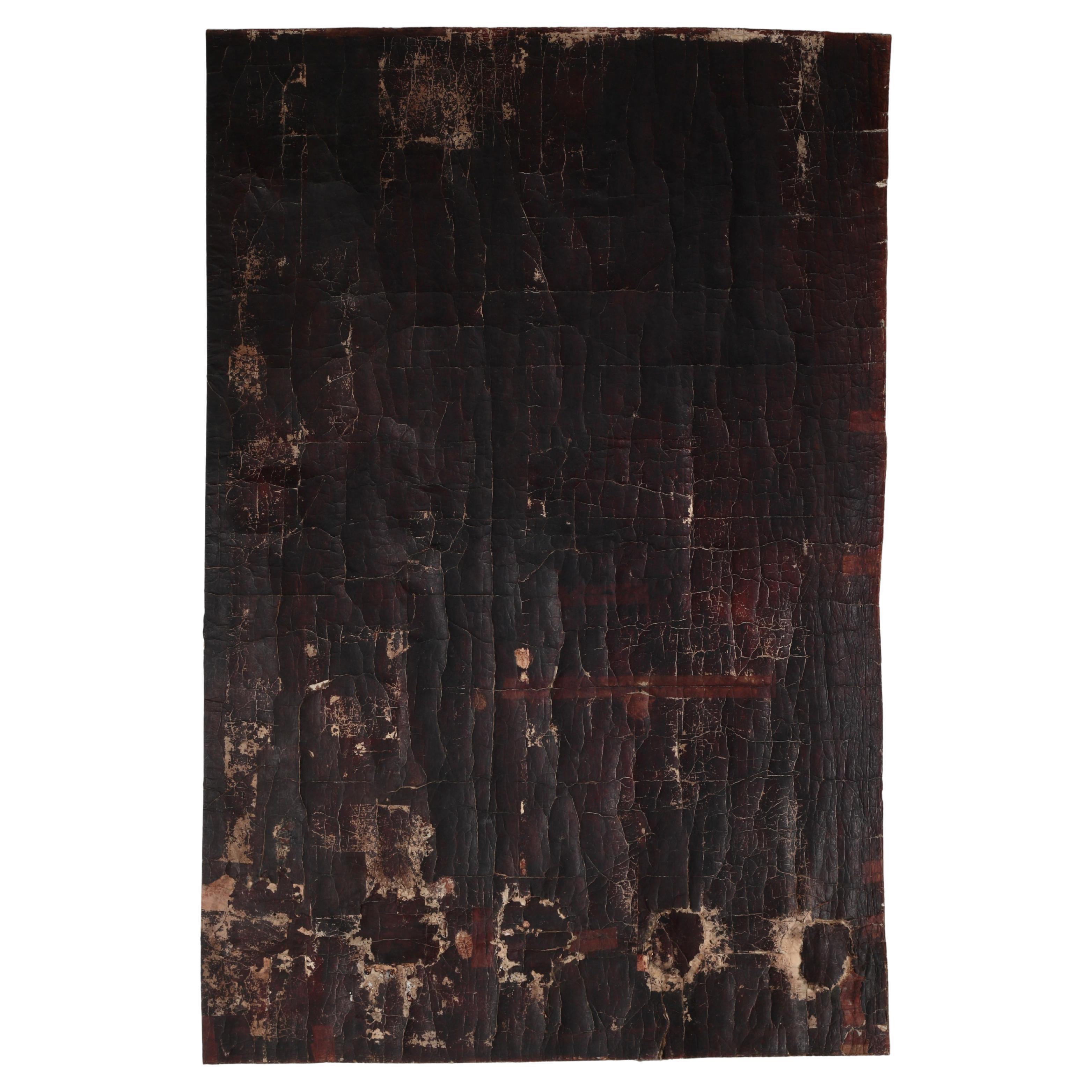 Japanese Antique Huge Black Paper Boro / Wall Decoration / 1868-1912s /Wabi-sabi