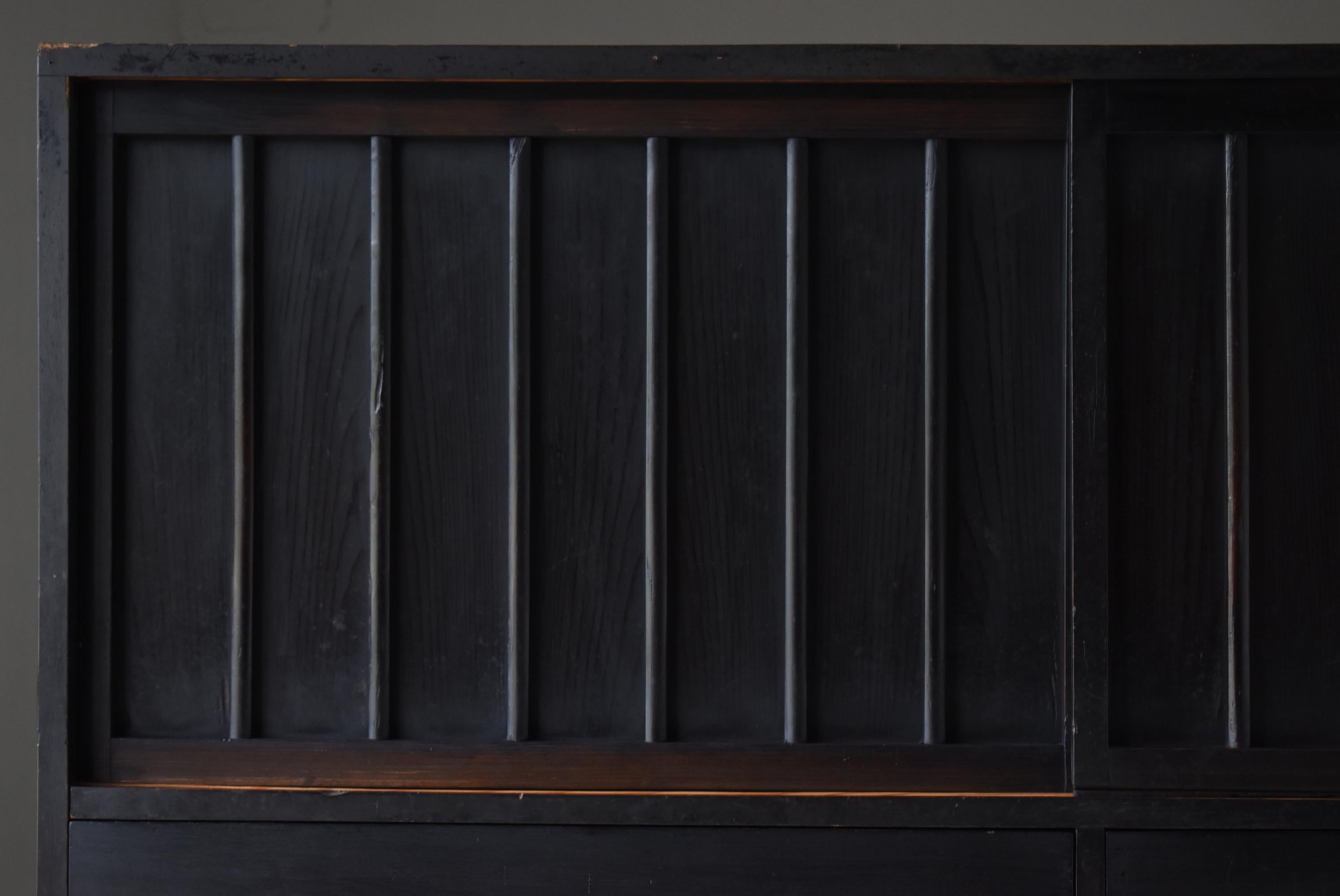 Antiguo Tansu Japonés Negro Enorme 1860s-1900s / Gabinete Wabi Sabi Meiji