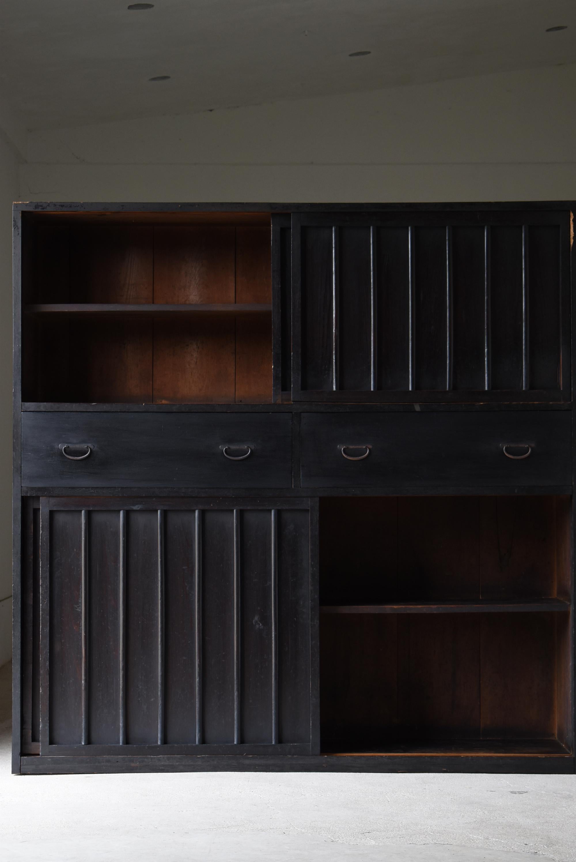 Antiguo Tansu Japonés Negro Enorme 1860s-1900s / Gabinete Wabi Sabi 3