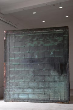Japanese Antique Huge Copper Door 1860s-1900s / Abstract Art Wabisabi