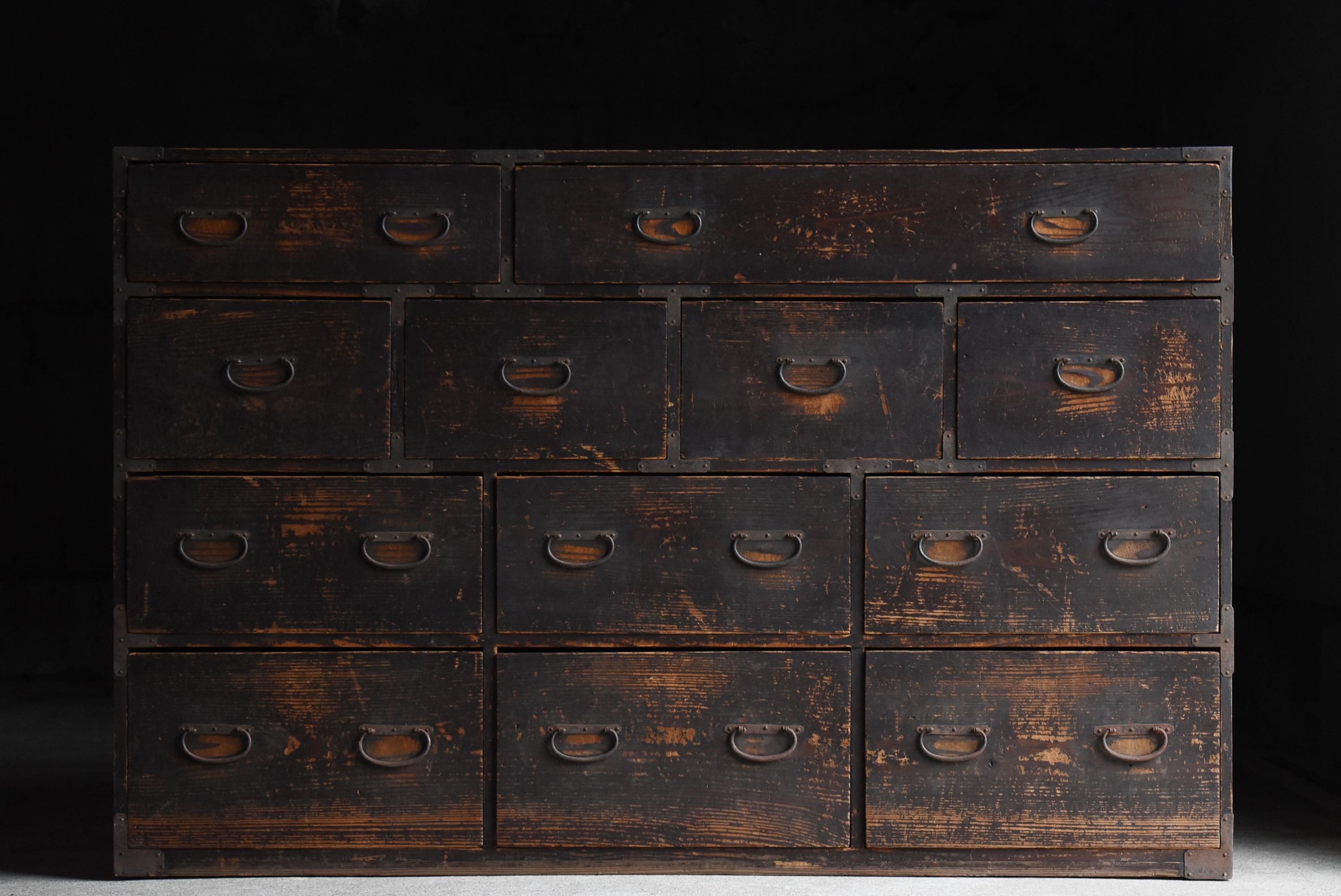 Japanese Antique Huge Drawer 1860s-1900s / Sideboard Tansu Wabi Sabi 11