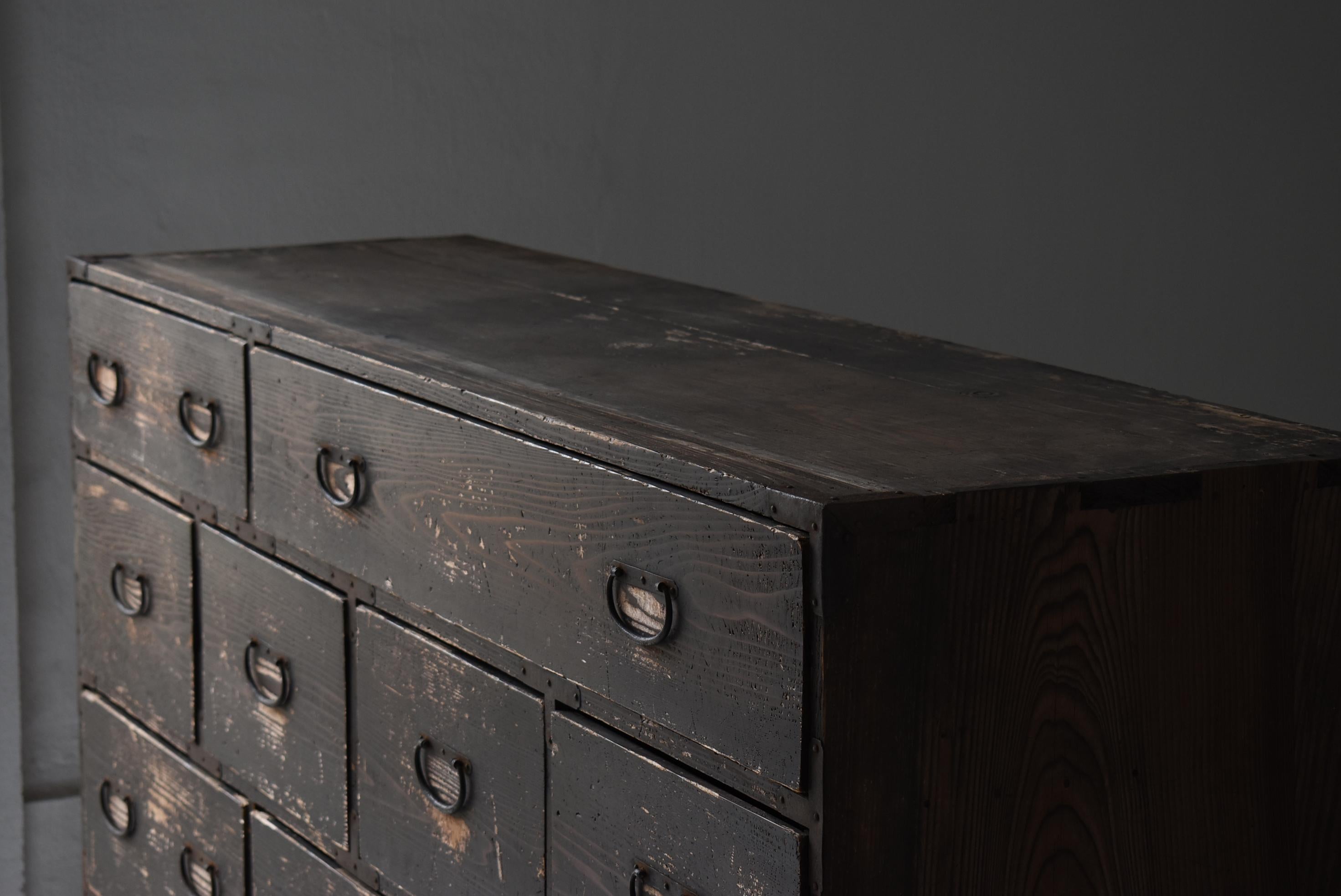 Woodwork Japanese Antique Huge Drawer 1860s-1900s / Sideboard Tansu Wabi Sabi