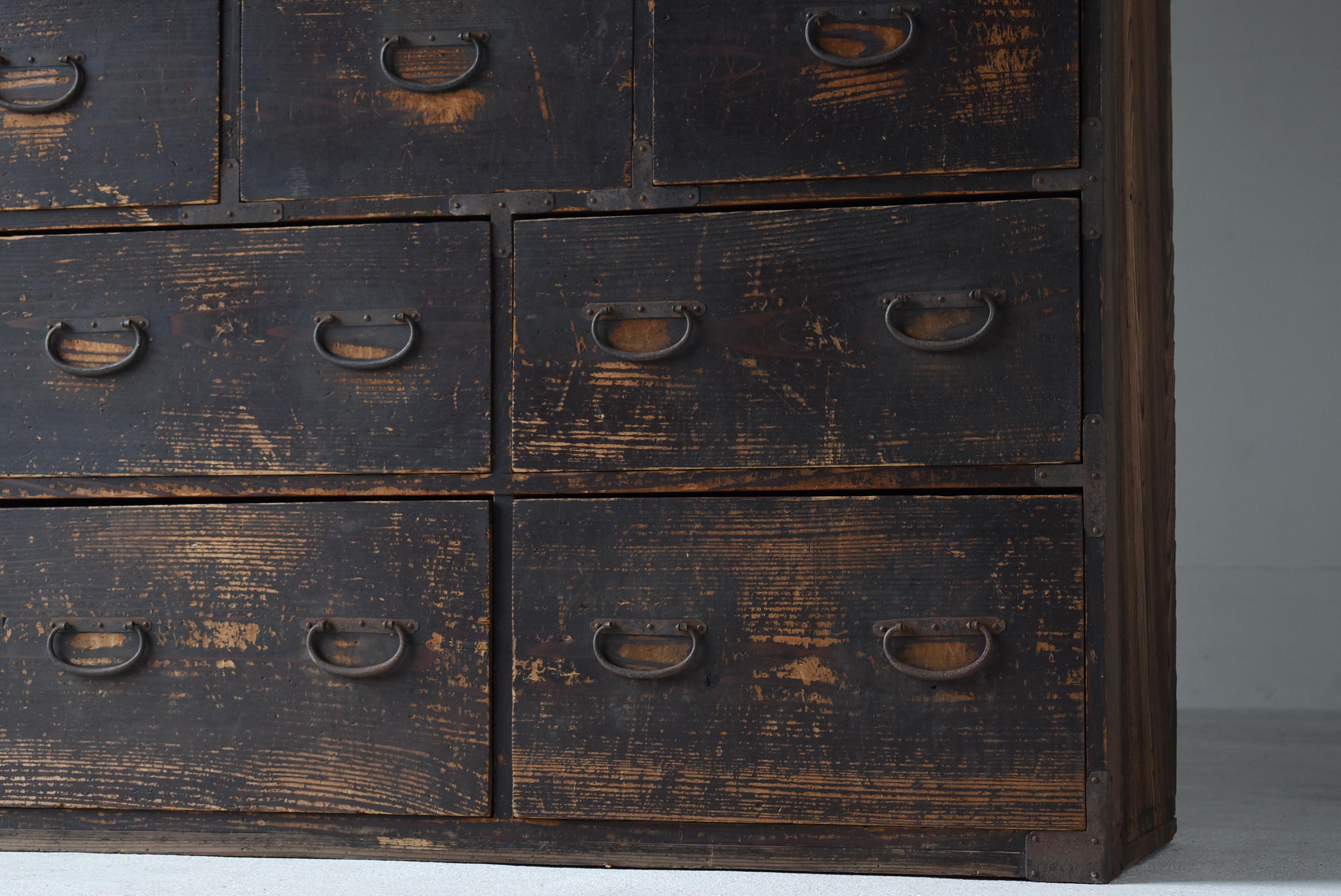 Cedar Japanese Antique Huge Drawer 1860s-1900s / Sideboard Tansu Wabi Sabi