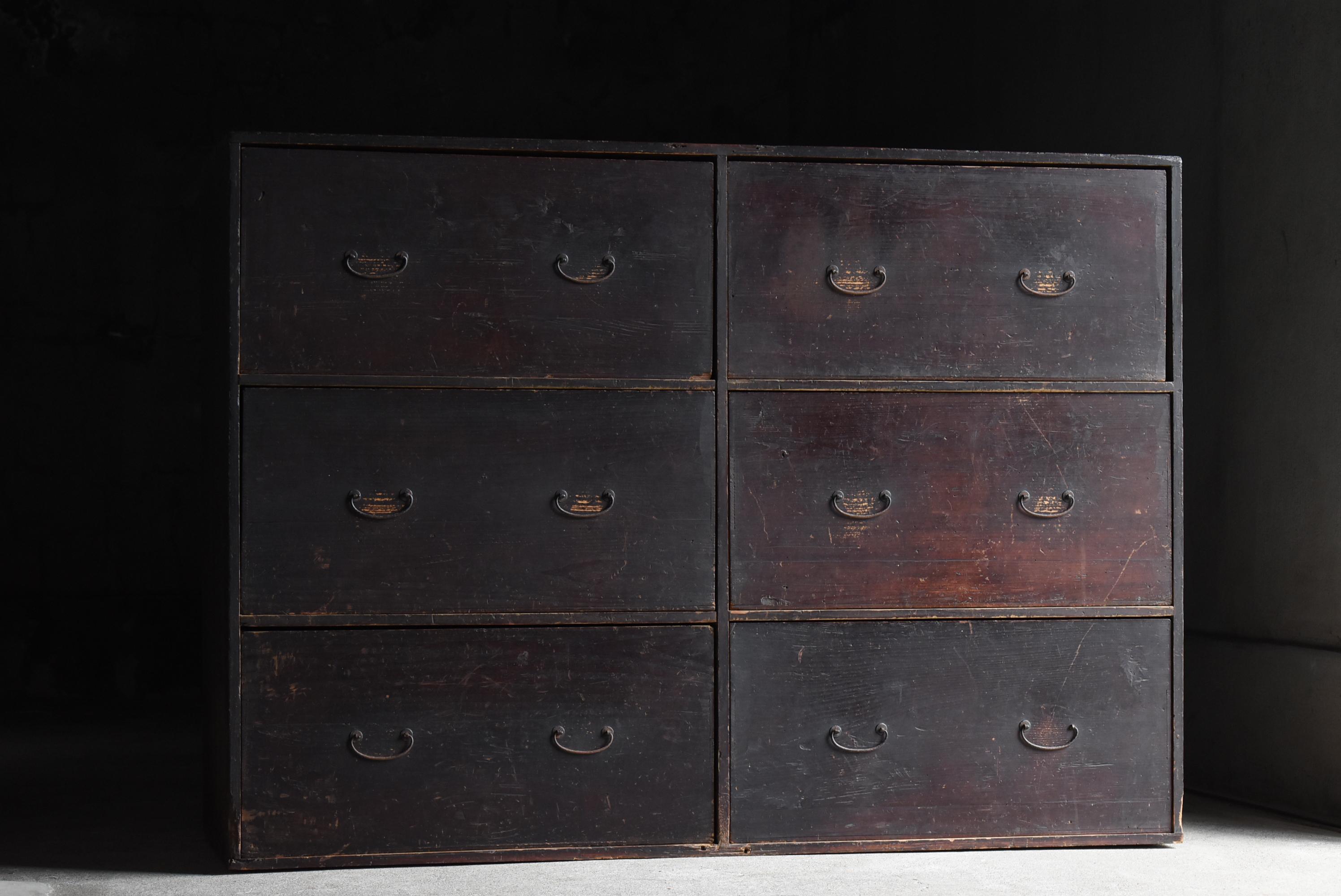 Japanische antike große Schubladenaufbewahrung 1860er-1900er Jahre / Tansu-Schrank Wabisabi, Wabisabi im Angebot 10