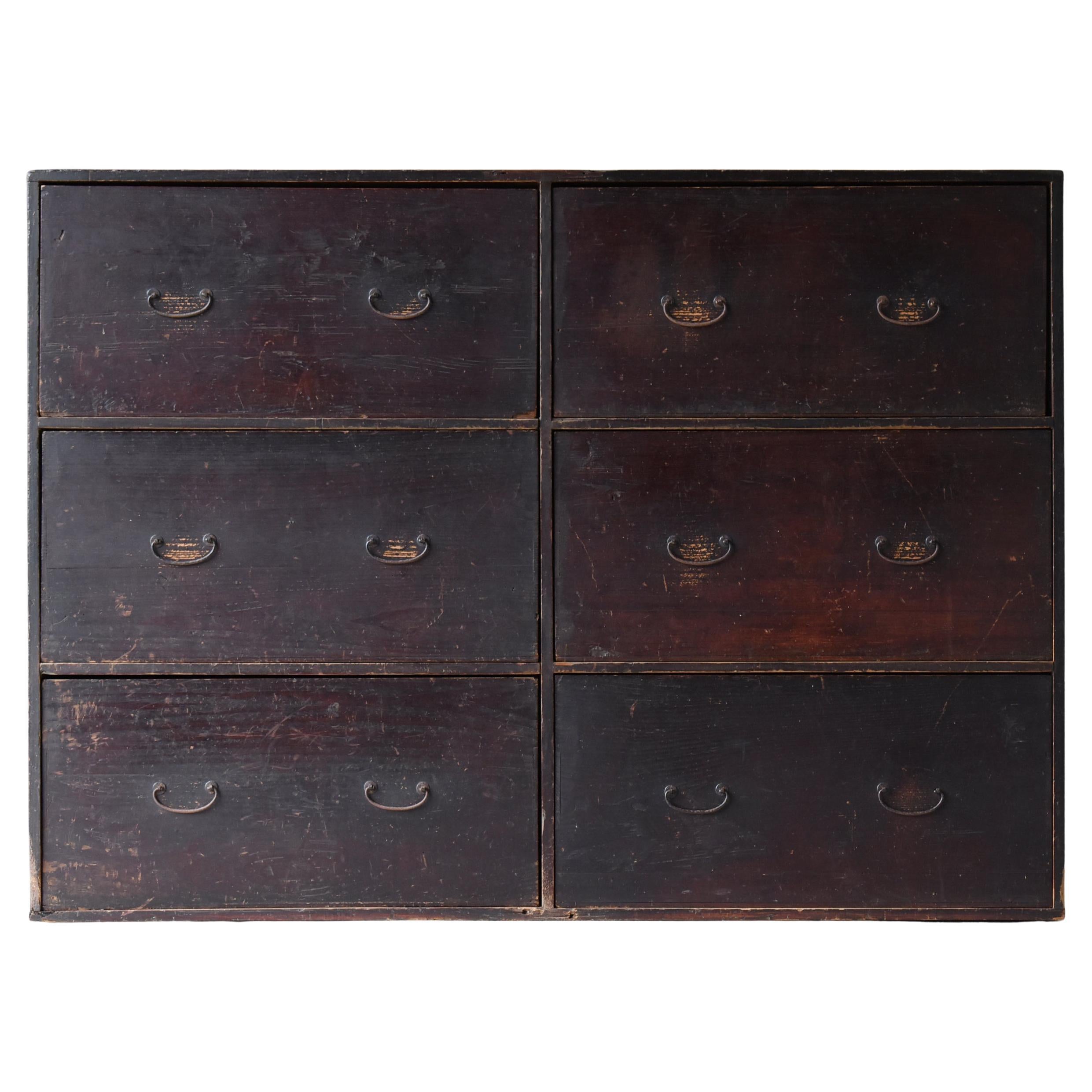 Antiguo Cajón Japonés Enorme Almacenamiento 1860s-1900s / Tansu Gabinete Wabisabi