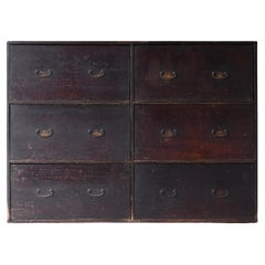 Antiguo Cajón Japonés Enorme Almacenamiento 1860s-1900s / Tansu Gabinete Wabisabi
