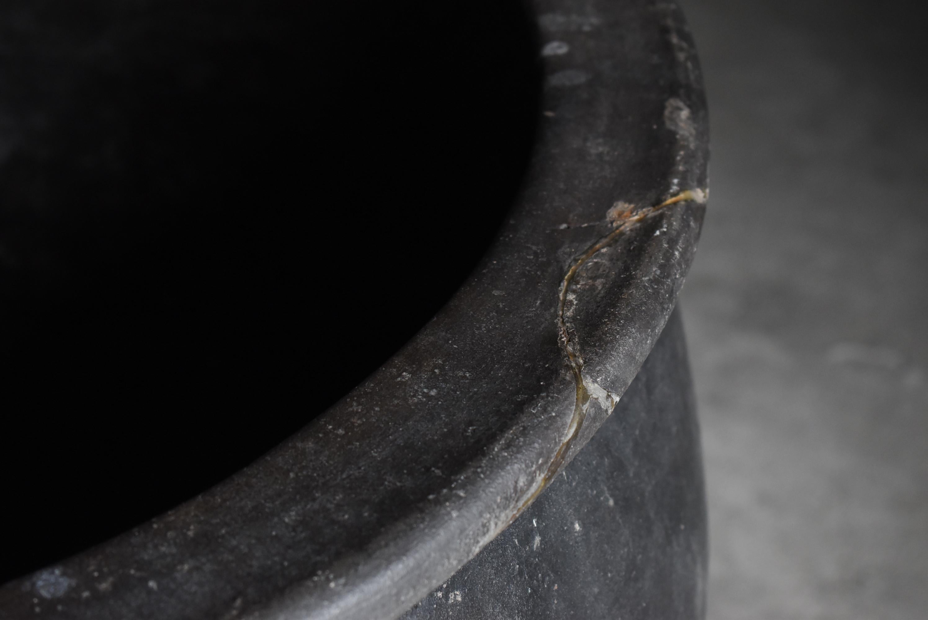 Japanese Antique Huge Indigo Dyed Jar 1860s-1920s / Pottery Vase Wabi Sabi 7