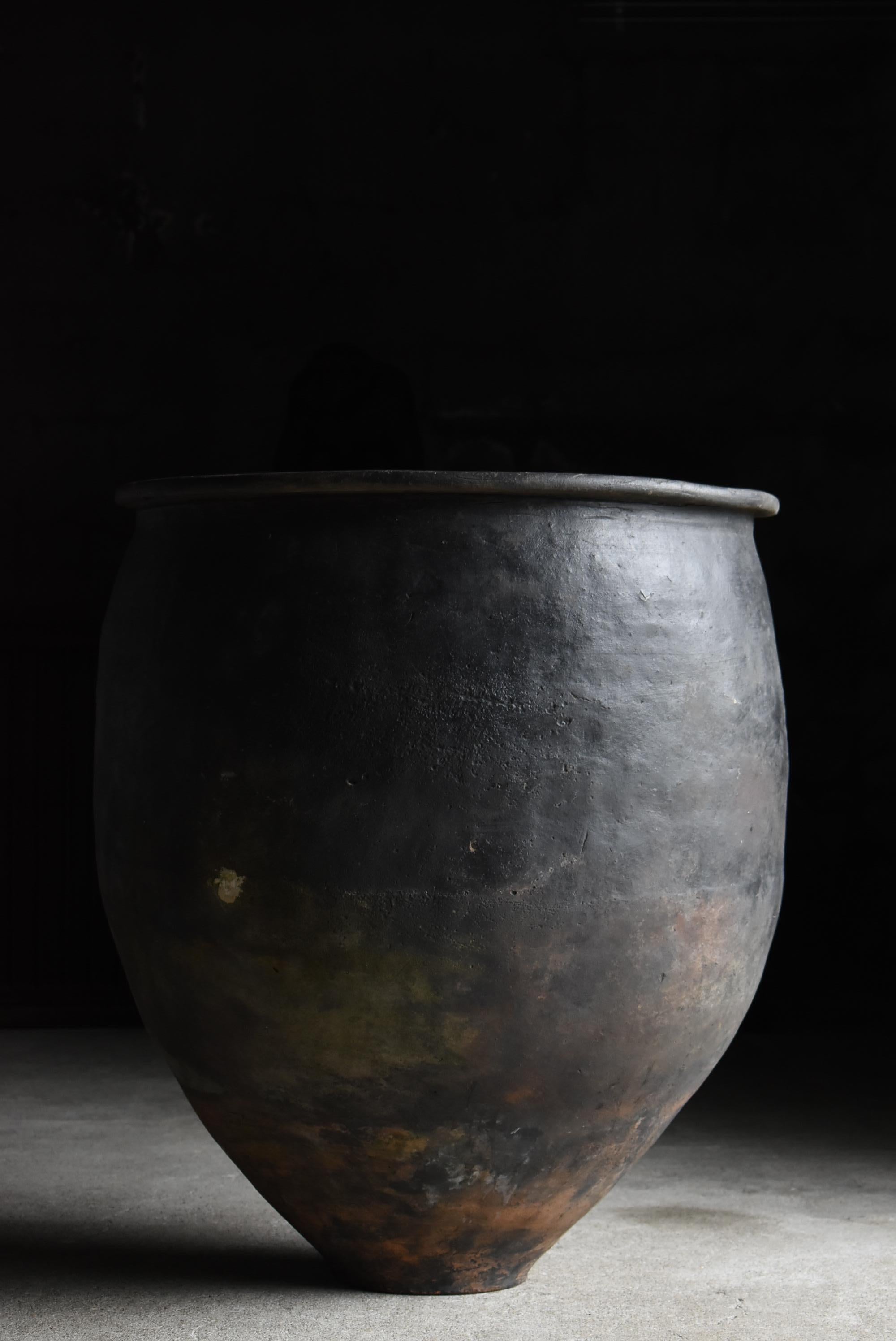 Meiji Japanese Antique Huge Indigo Dyed Jar 1860s-1920s / Pottery Vase Wabi Sabi