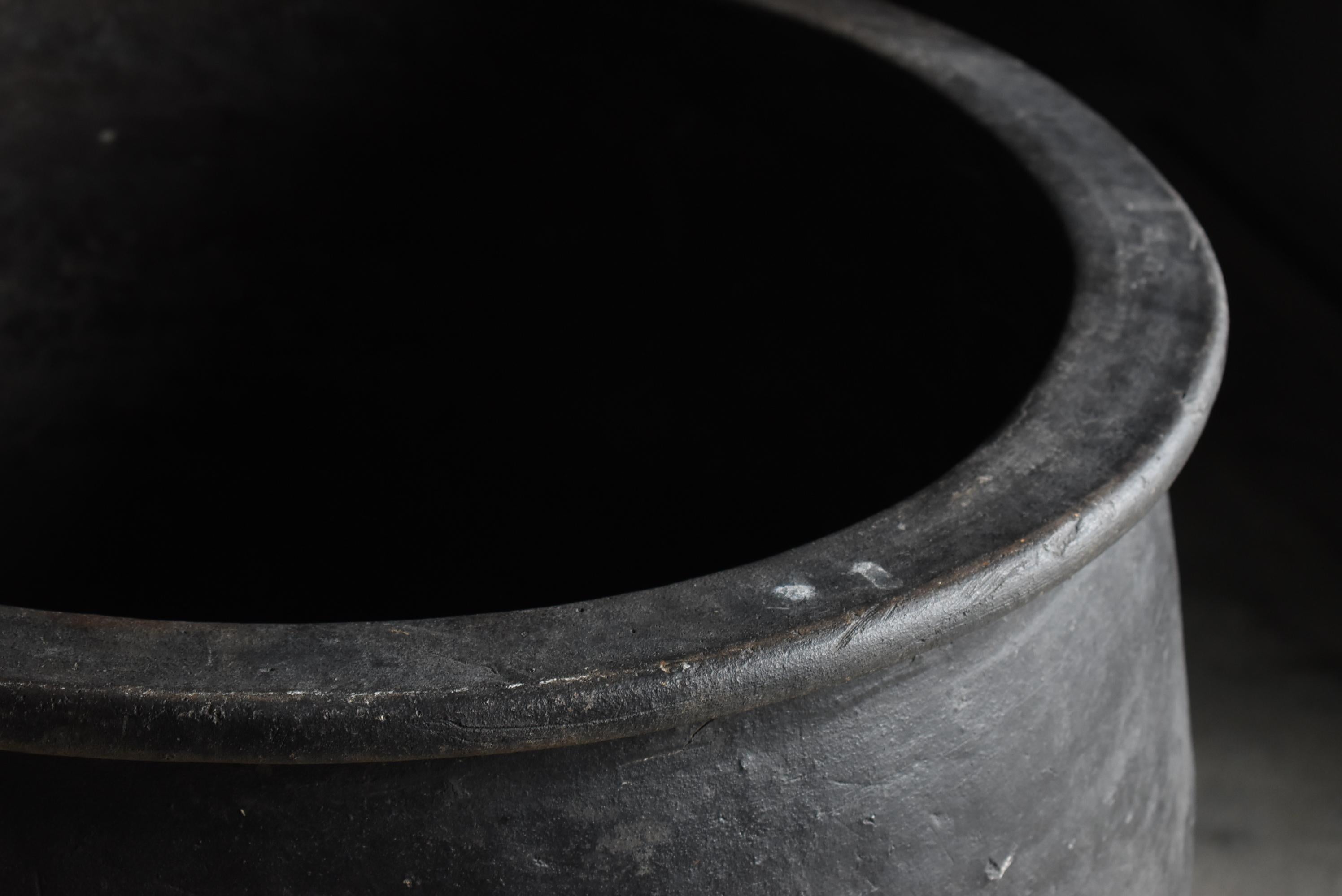 20th Century Japanese Antique Huge Indigo Dyed Jar 1860s-1920s / Pottery Vase Wabi Sabi