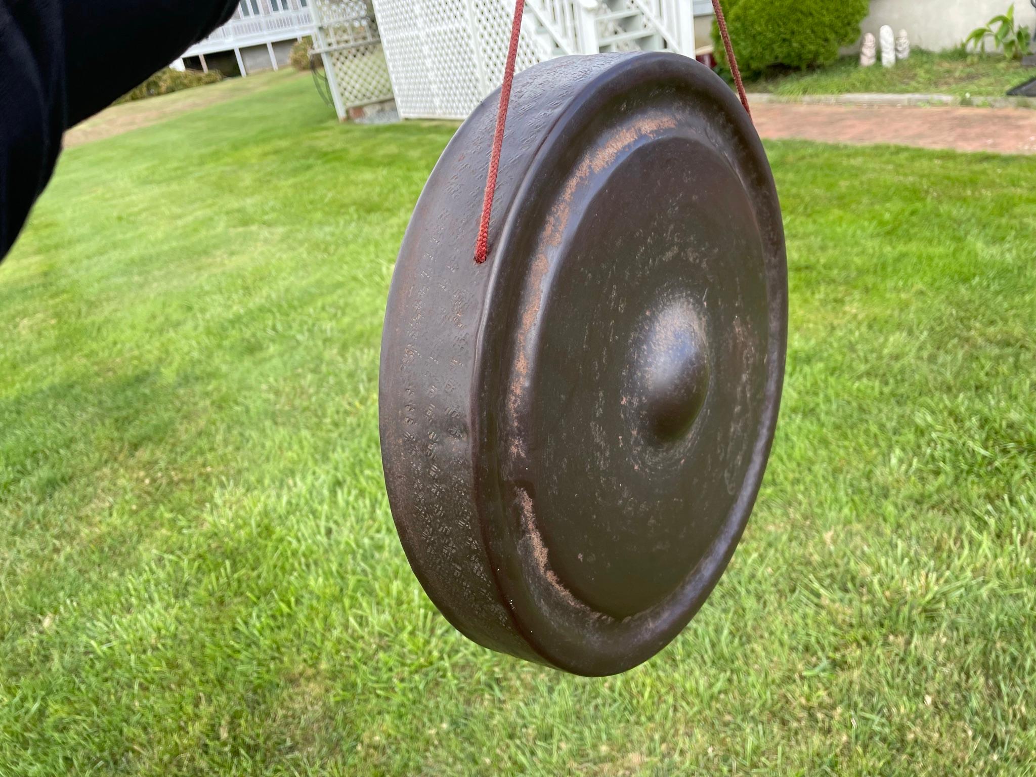 Cast Japanese Antique Huge Old Bronze Gong