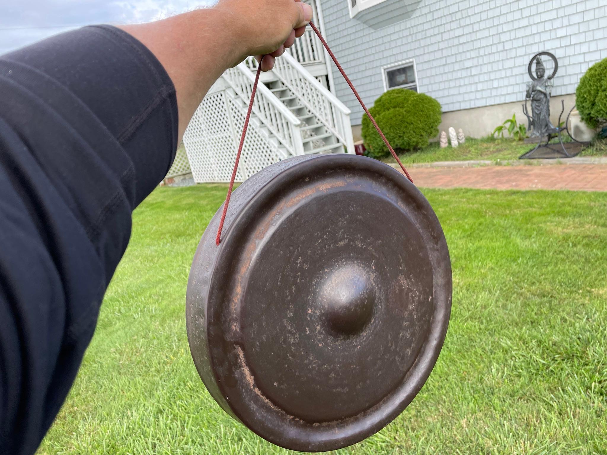 Japanese Antique Huge Old Bronze Gong In Good Condition In South Burlington, VT