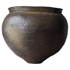 Japanese Antique Huge Pottery 1700s-1800s/ Tsubo Flower Vase Vessel Jar Wabisabi