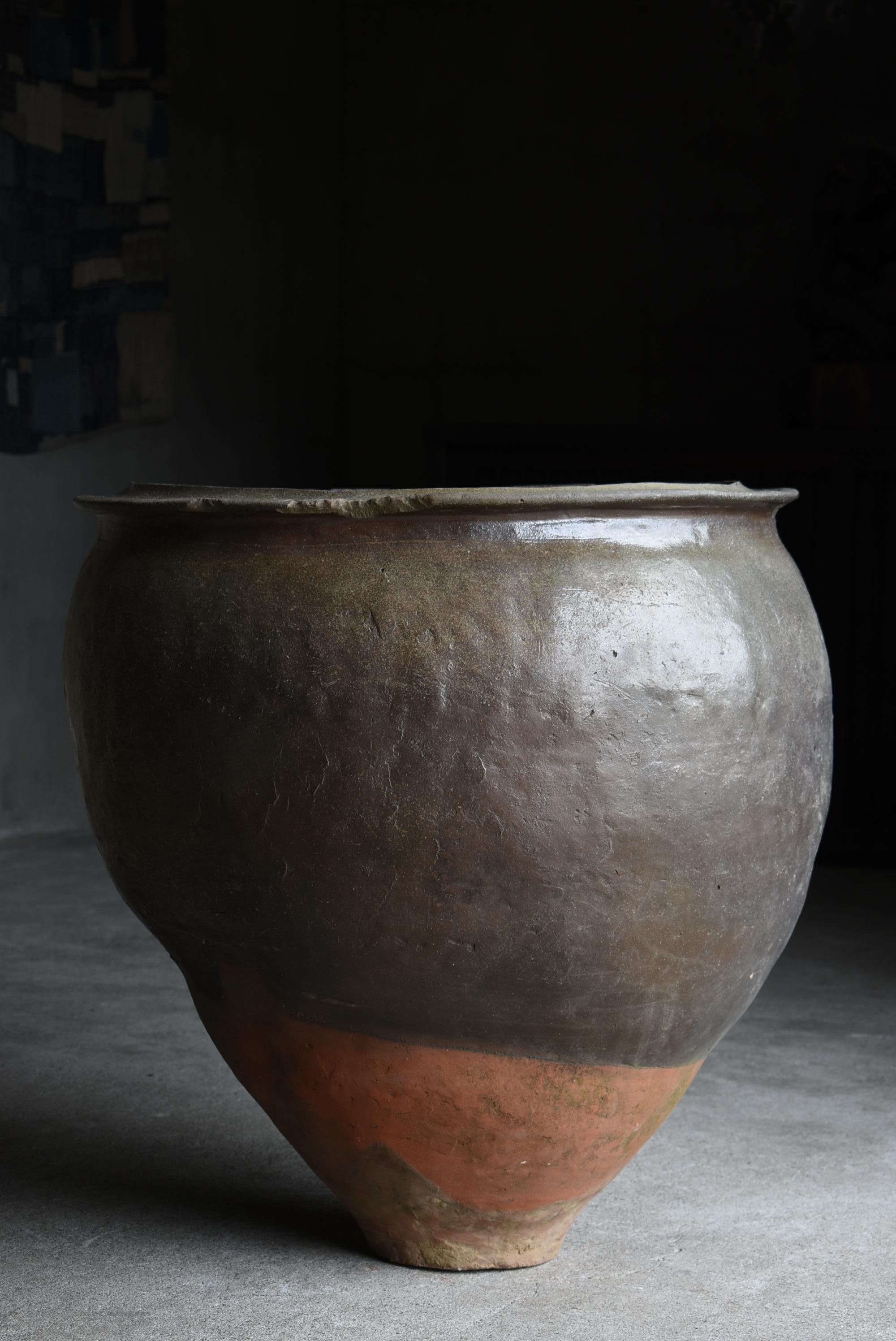 Grand vase de poterie japonais ancien 1700s-1750s / Vase à fleurs Wabi Sabi en vente 7