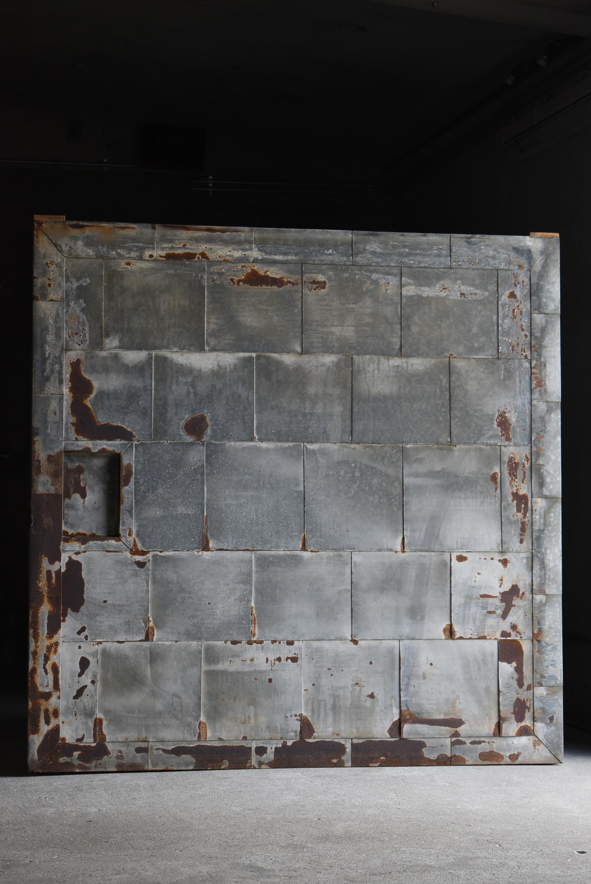 Japanese Antique Huge Tin Plate Door 1860s-1900s / Wabi Sabi 11