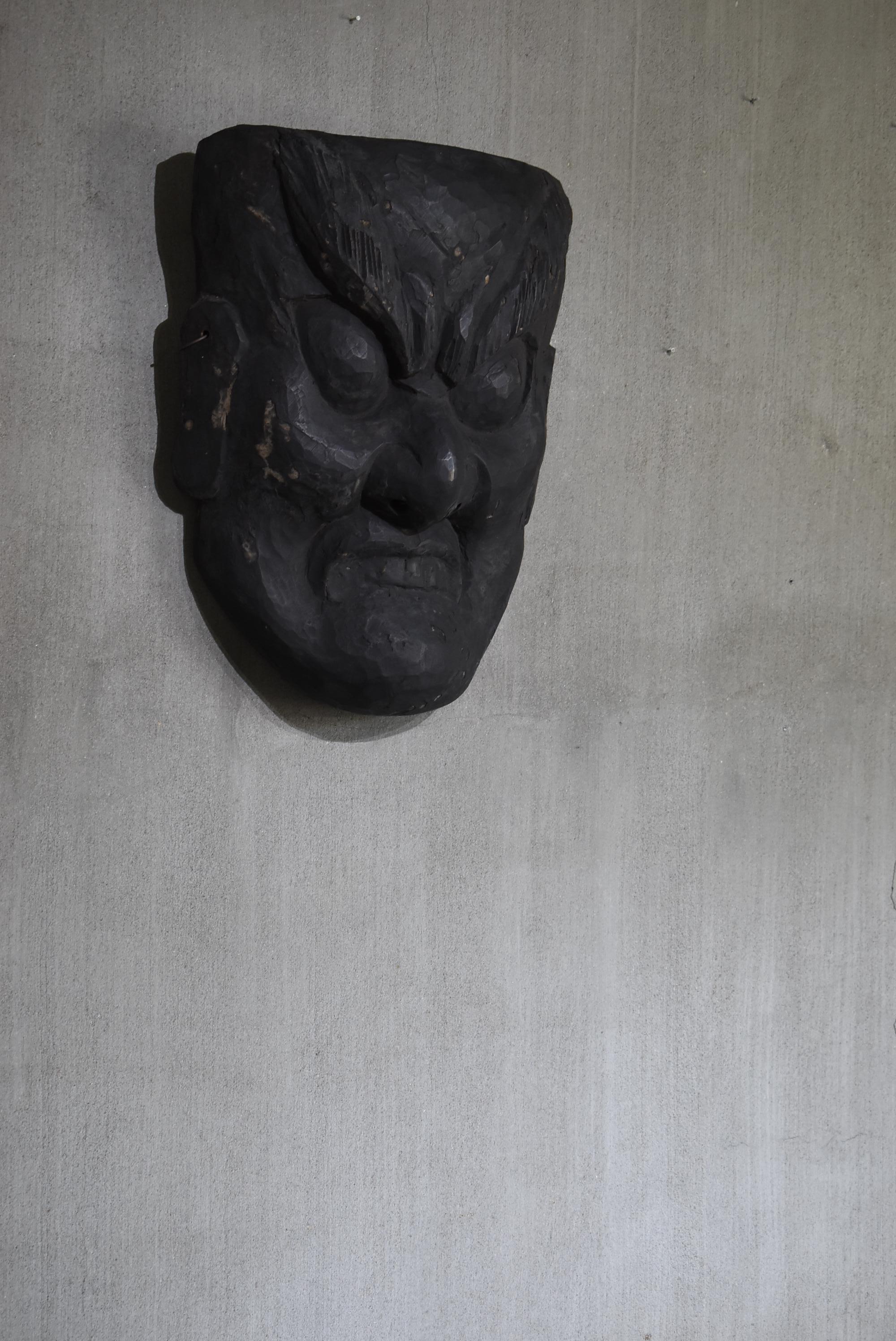Japanese Antique Huge Wood Carving Masks 1860s-1920s/Mingei Wall Decor Wabi-Sabi 6