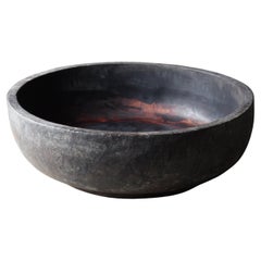 Japanese Antique Huge Wooden Bowl 1906s / Primitive Object Wabisabi Mingei