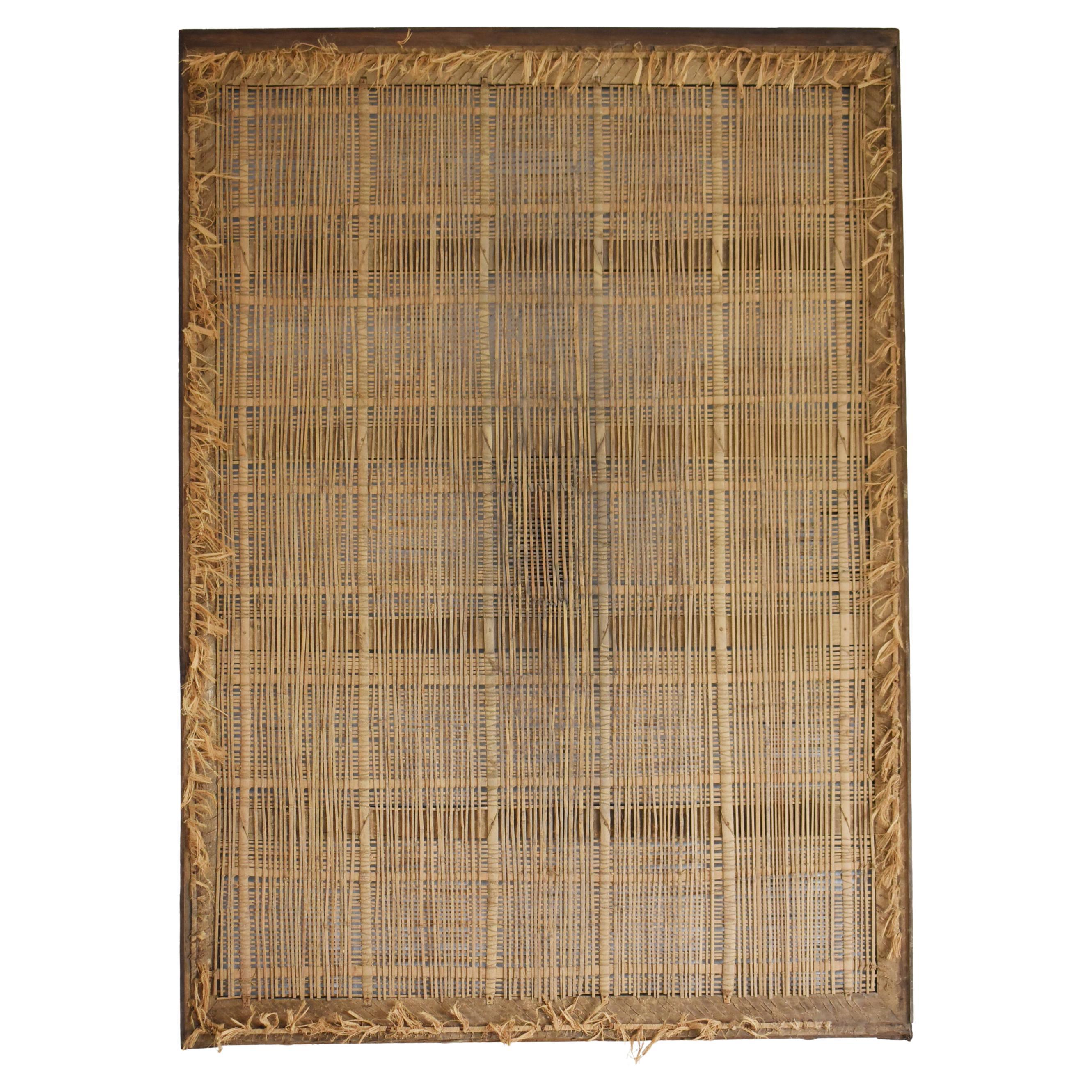 Porte ancienne en lattes de bambou tressées 1860s-1900s / Abstract Art Wabisabi en vente