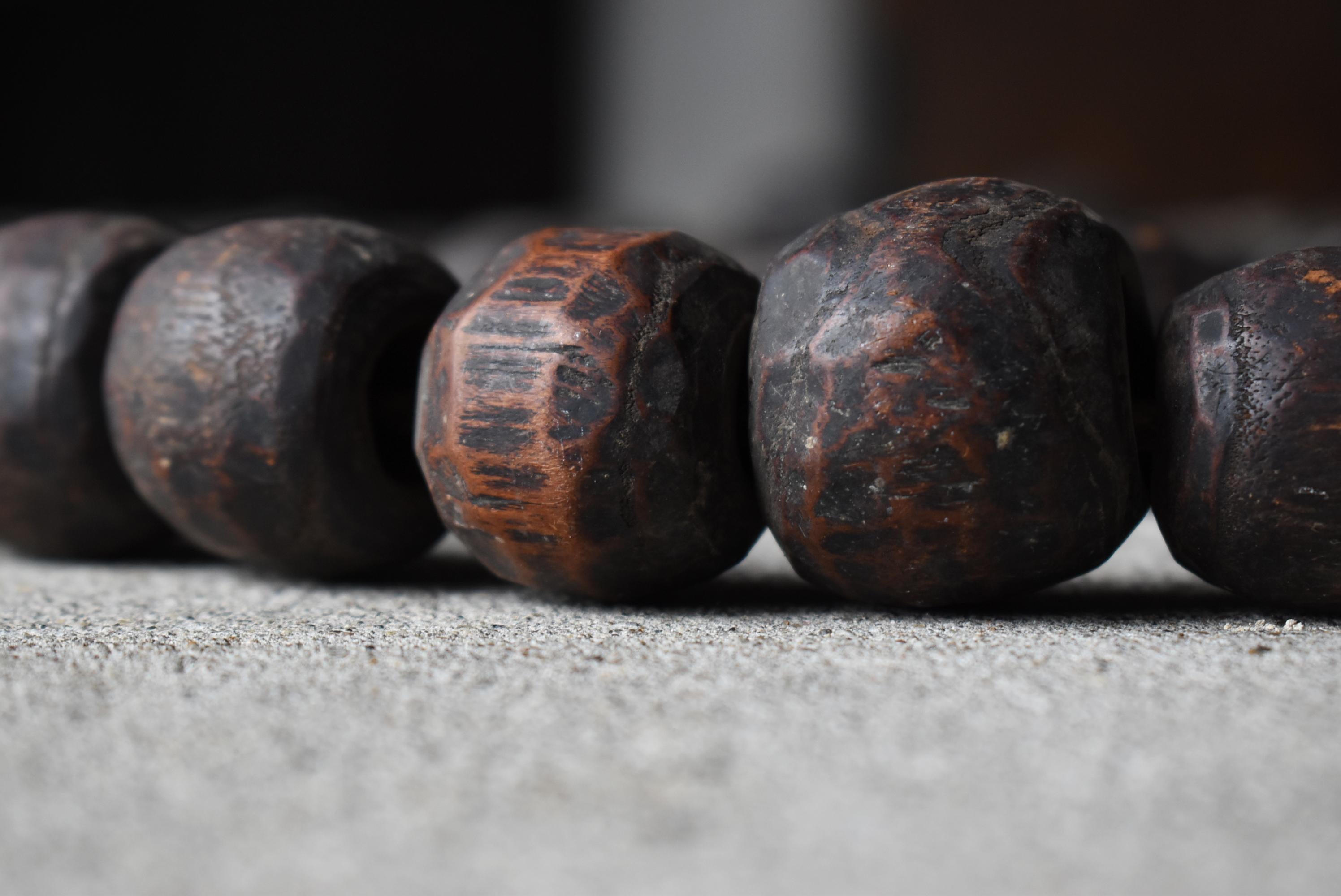 Perles de prière bouddhistes japonaises anciennes Hyakumanben 1830s-1844s / Zen Wabisabi en vente 4