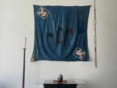Japanese Antique Indigo Dyed cotton textile/Hanging Cloth/Tapestry・Wabisabi Zen