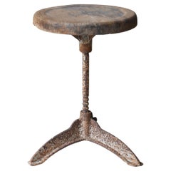 Taburete Industrial Antiguo Japonés Años 1920-1940 / Silla Lateral Wabi Sabi
