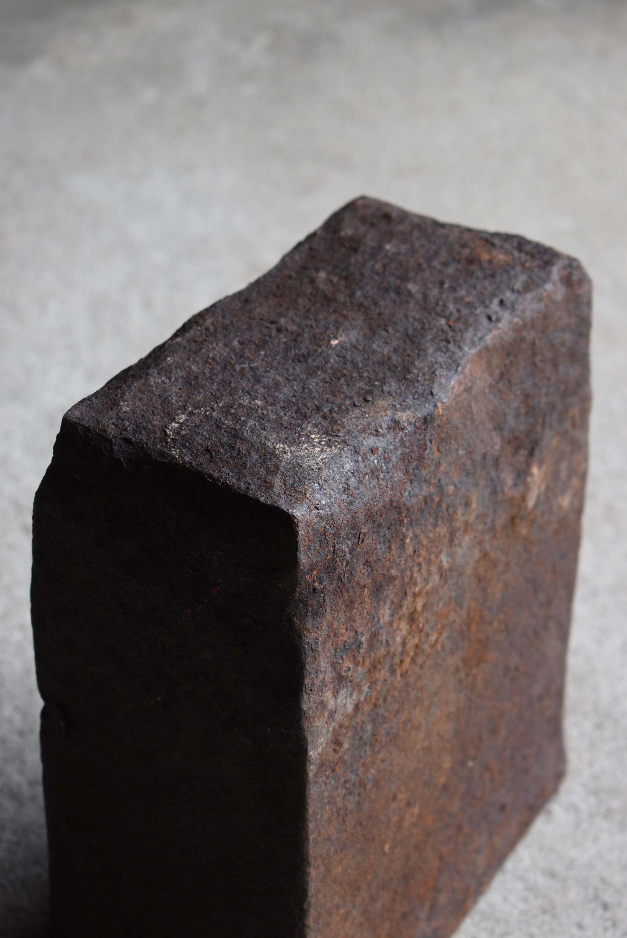 Showa Japanese Antique Iron Block 1920s-1940s / Object Wabisabi For Sale