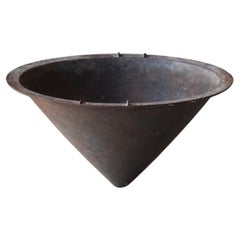 Japanese Antique Iron Bowl 1860s-1900s/Steel Bowl Flower Vase Vessel