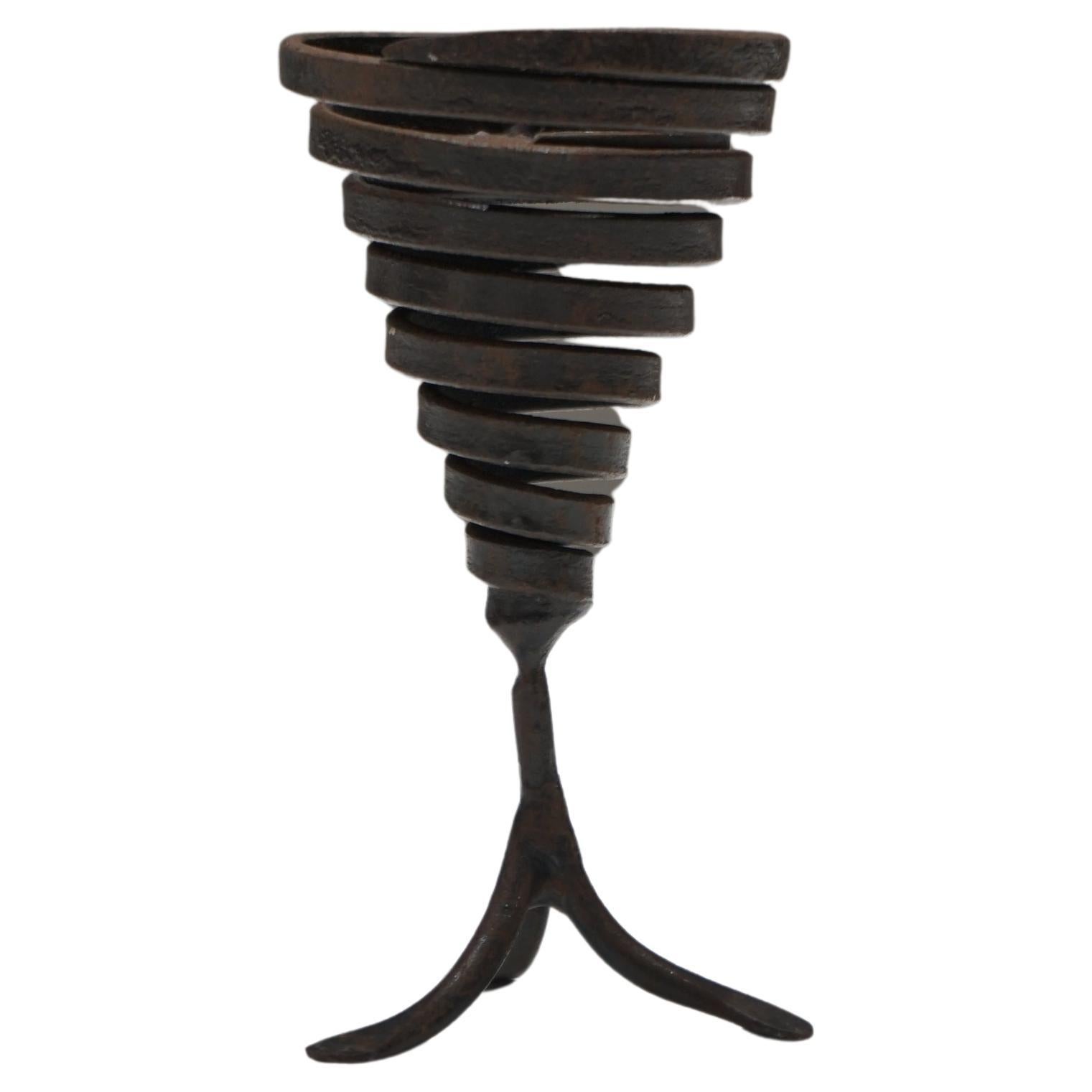 Japanese Antique Iron Candle Stand, Japandi Wabi-Sabi