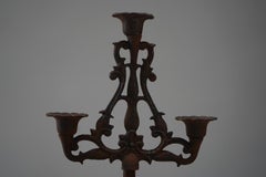 Japanese Antique Iron Candlestick, 1910s–1930s - Japandi Wabi-Sabi