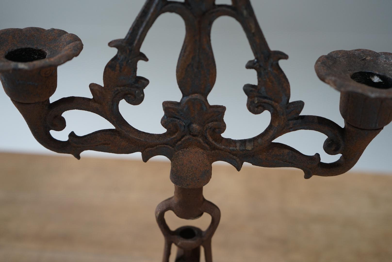 Japanese Antique Iron candlestick Object For Sale 2