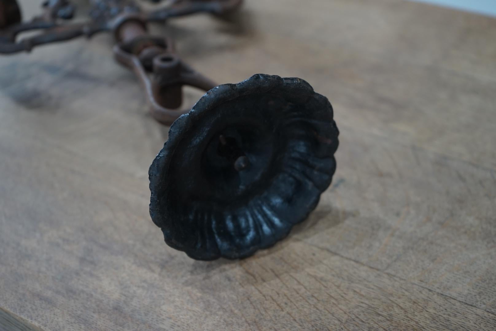 Japanese Antique Iron candlestick Object For Sale 3