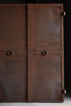 Japanese Antique Iron Double Door 1860s-1920s / Steel Gate Wabi Sabi