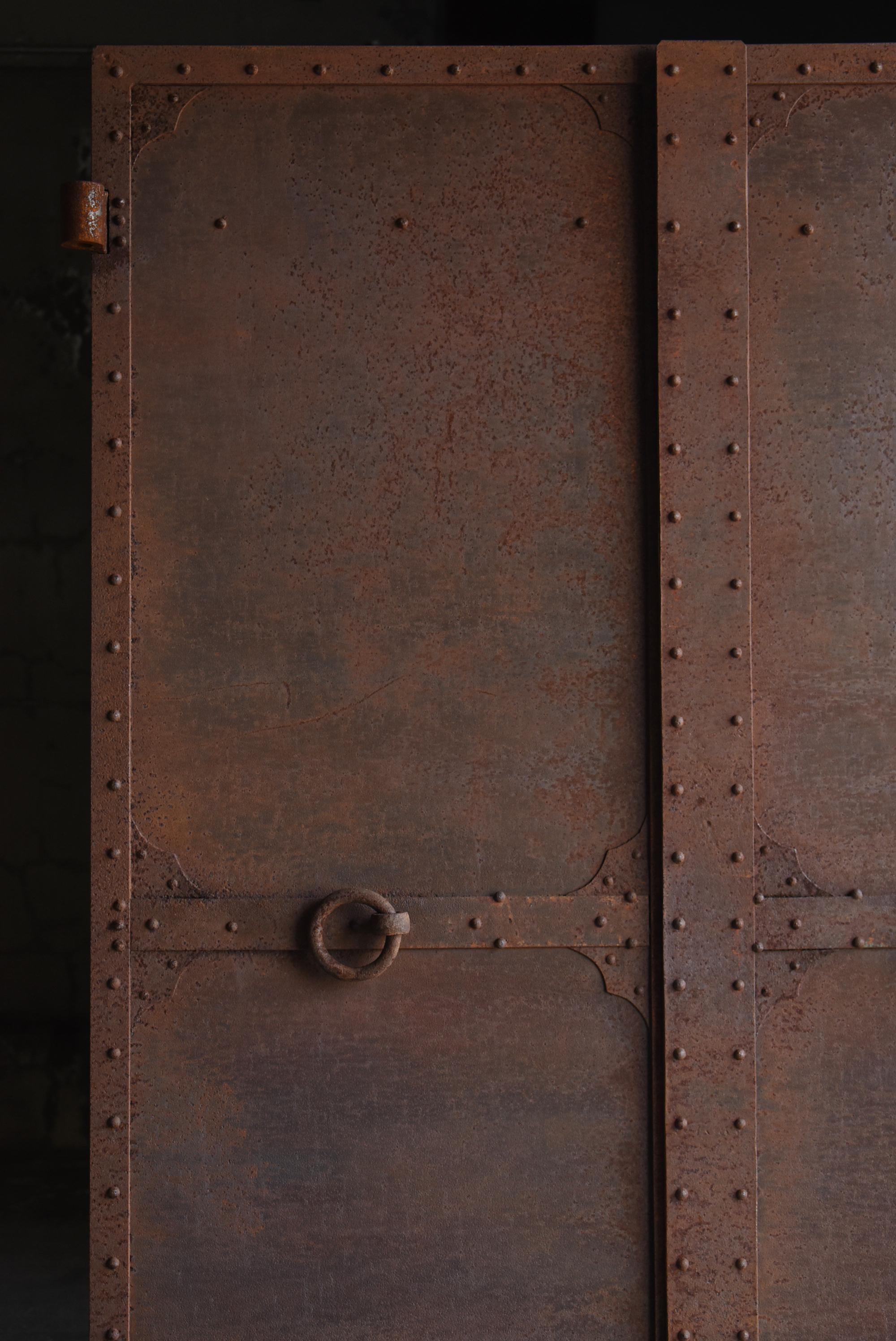 Meiji Japanese Antique Iron Double Door 1860s-1920s / Steel Gate Wabi Sabi For Sale