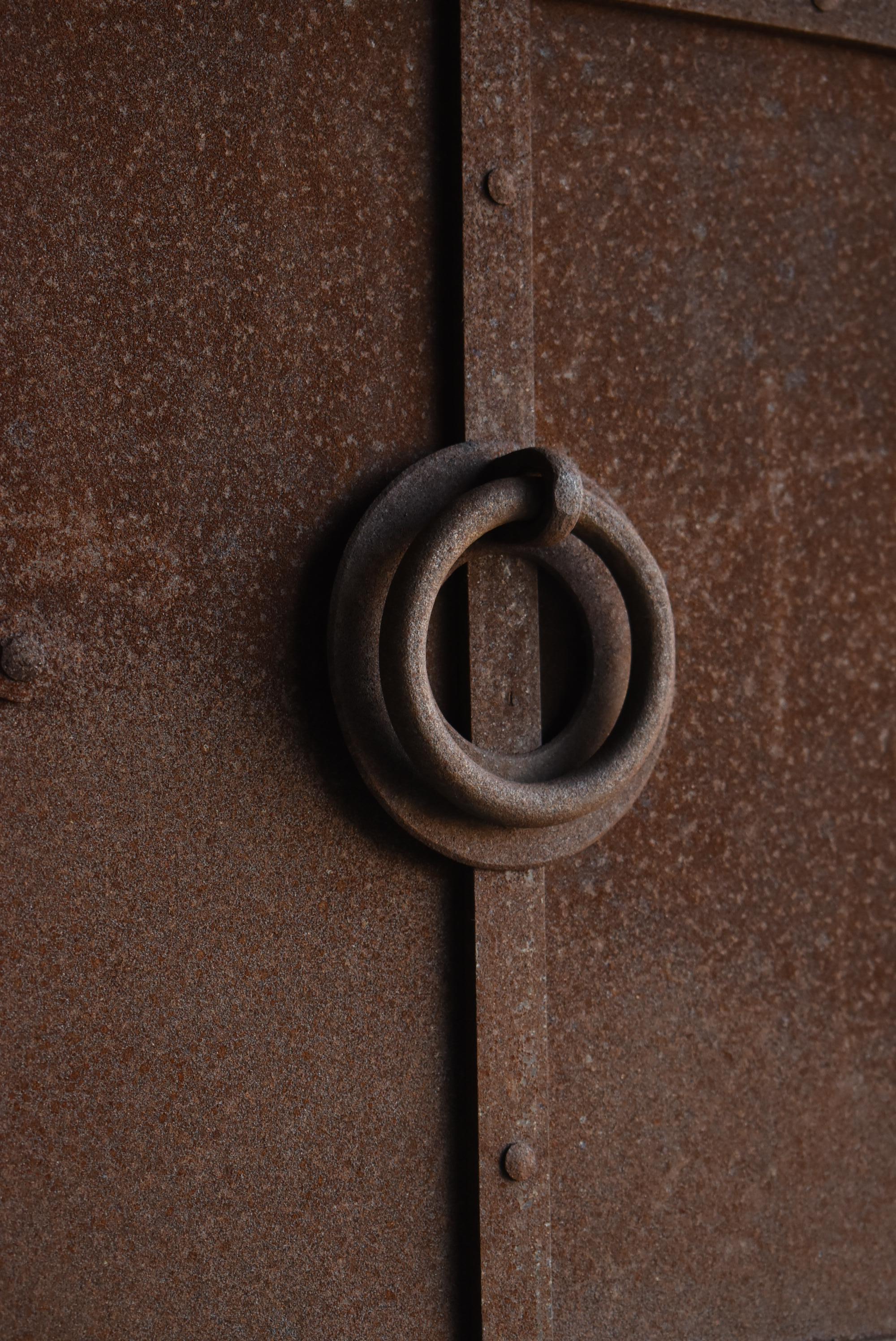 Japanese Antique Iron Double Doors 1900s-1940s / Steel Gate Wabi Sabi 6